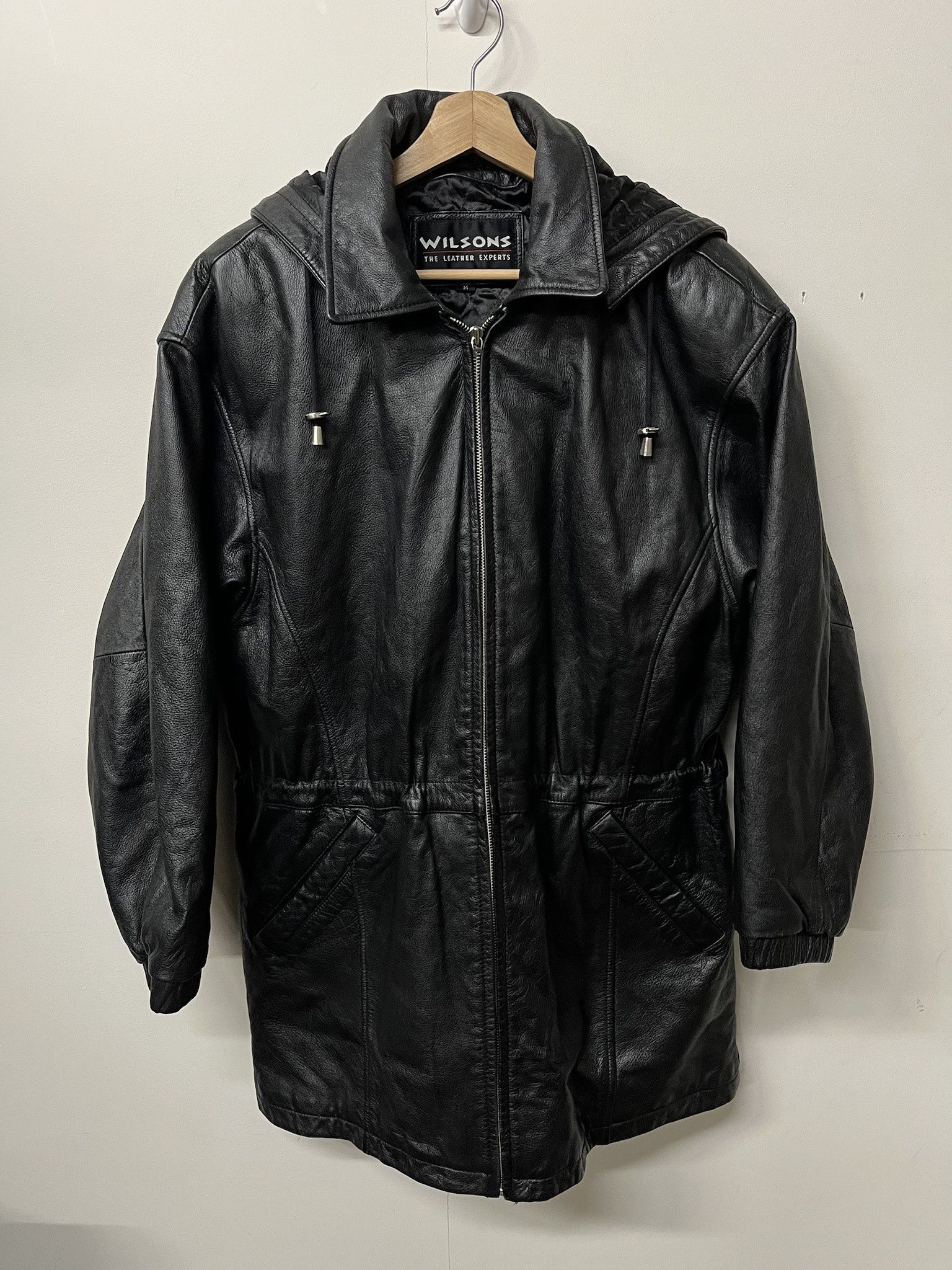 Leather × Wilsons Leather Vintage 1990s Wilsons Leather Hooded Leather Jacket Size M Size US M / EU 48-50 / 2 - 1 Thumbnail