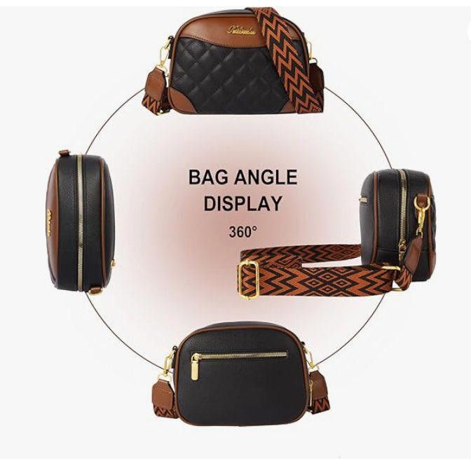 Designer Quilted crossbody bag shoulder bag, wide straps, Black Size ONE SIZE - 5 Thumbnail