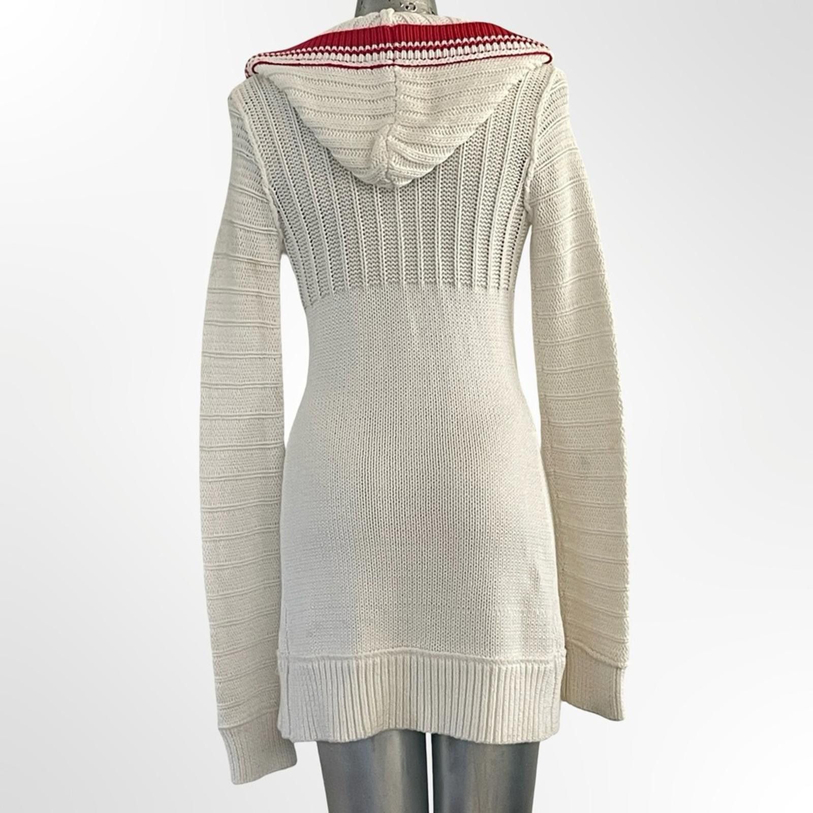 Other Moda International White and Red Hooded Cardigan in Small Size S / US 4 / IT 40 - 3 Thumbnail