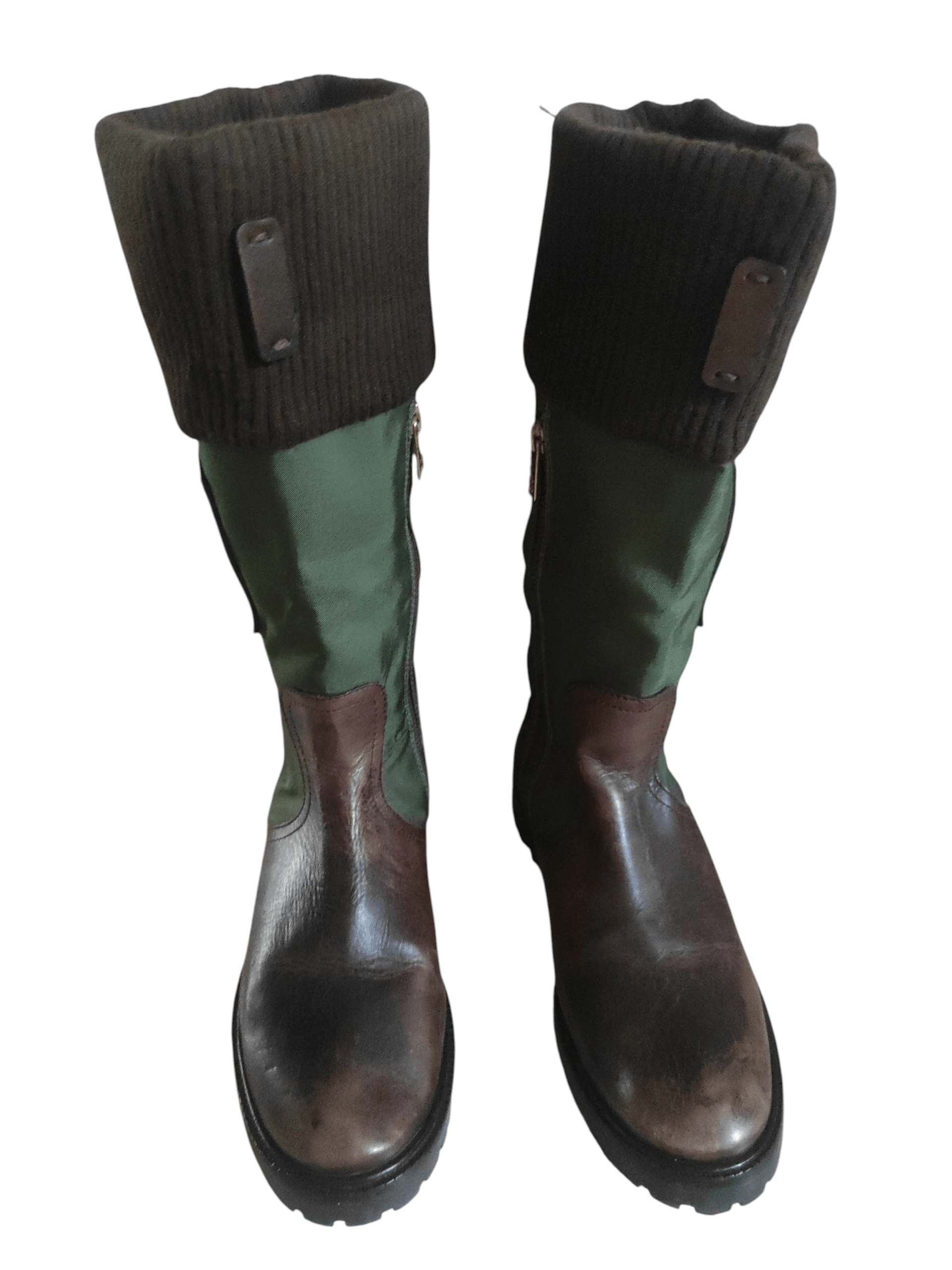 Tory Burch Tory Burch Military Green & Brown Leather Riding Boots. Size US 7.5 / IT 37.5 - 7 Thumbnail