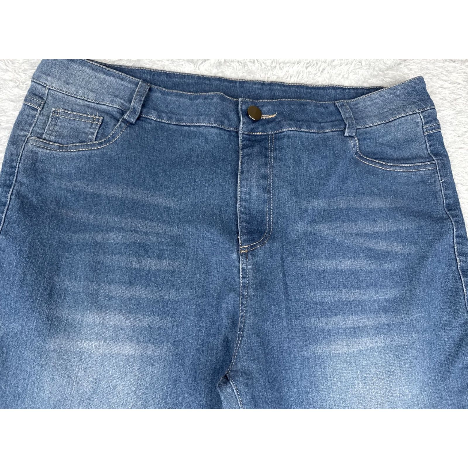 Denime JJC Jeans Womens 1X Blue Denim Bootcut Stretch Mid Rise Classic Casual Pants Jeans Size 40" / US 18 - 4 Thumbnail