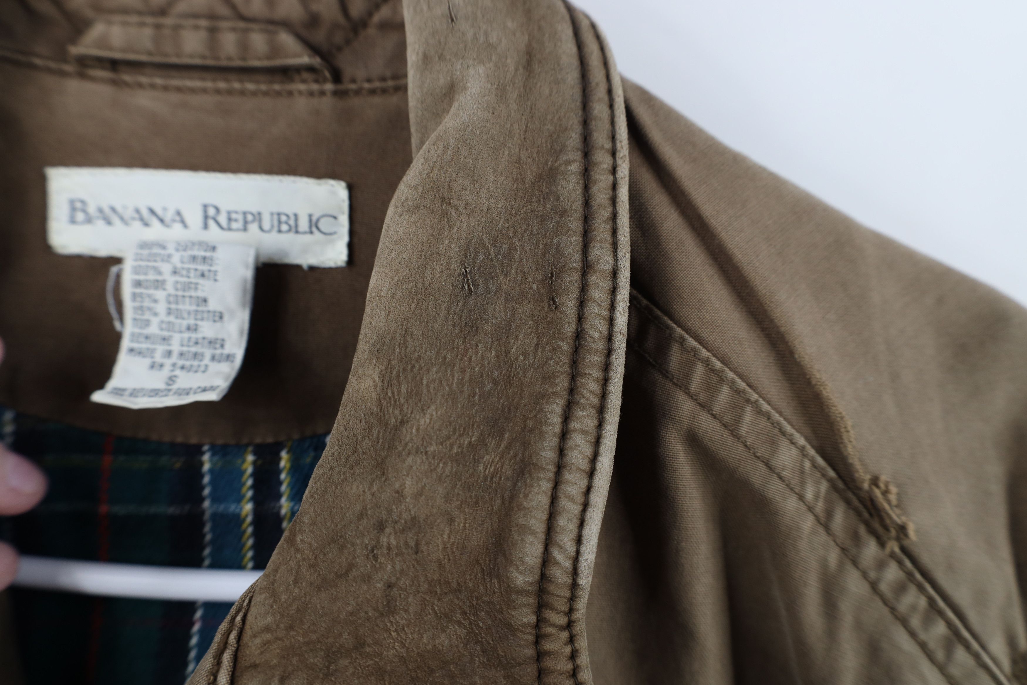 Banana Republic Vintage 90s Banana Republic Leather Collar Chore Jacket Size US S / EU 44-46 / 1 - 11 Thumbnail