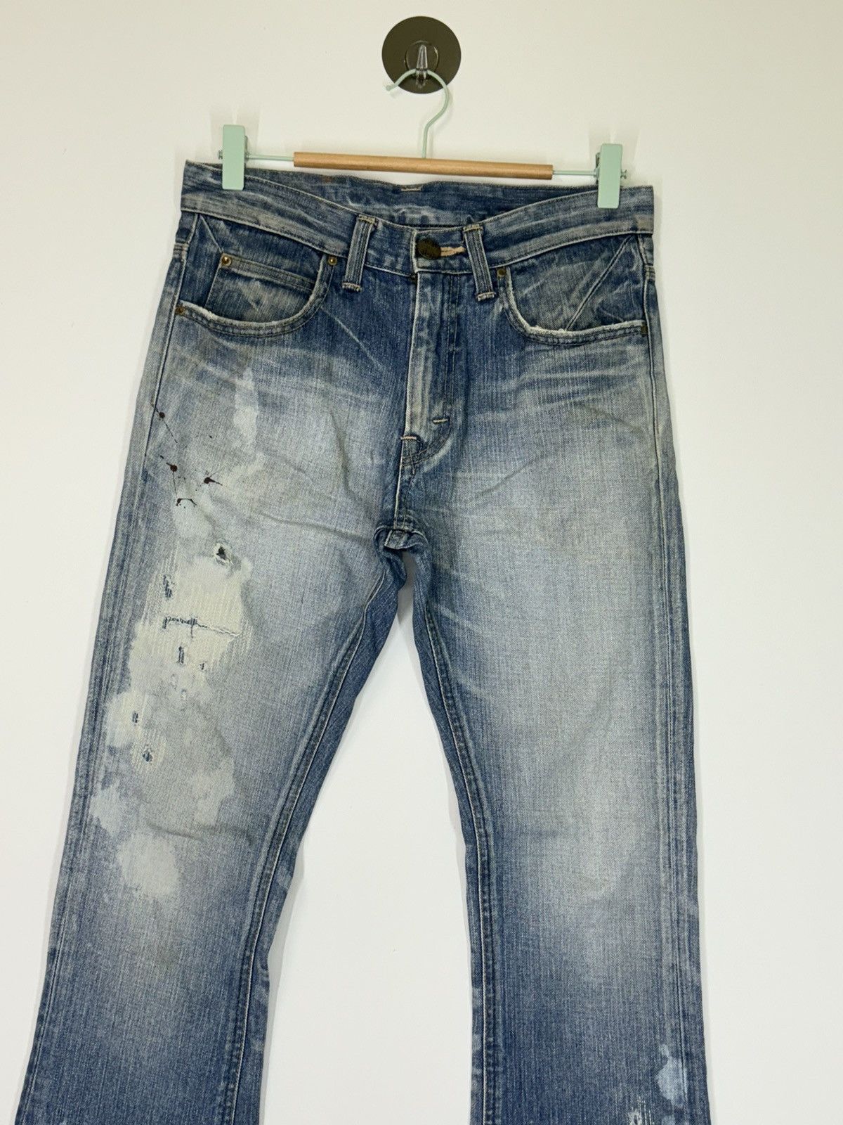 If Six Was Nine × Lee × Vintage Flare Lee Raider Muddy Acid Wash Boot Cut Style Denim Size US 29 - 5 Thumbnail