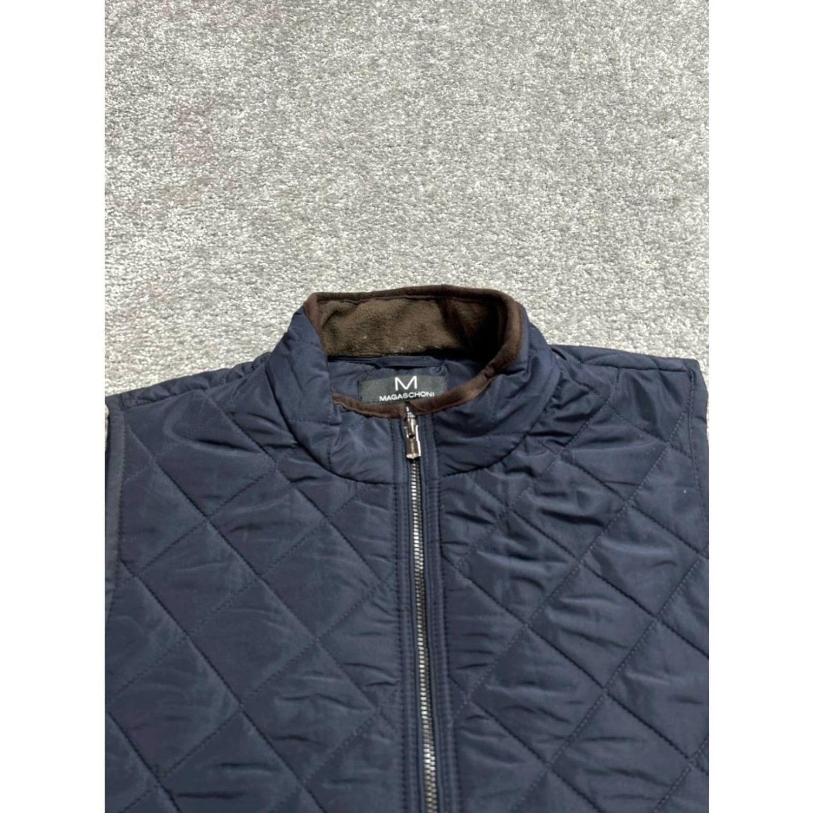 Vintage Magaschoni Quilted Vest Mens Small Blue Full Zip Mock Neck Thermal Insulation Size US S / EU 44-46 / 1 - 7 Thumbnail