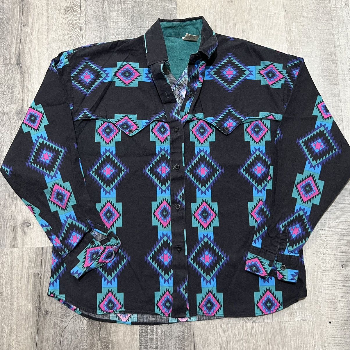 Vintage VTG Aztec Western Button Shirt Black Rodeo Southwestern Size M / US 6-8 / IT 42-44 - 1 Thumbnail