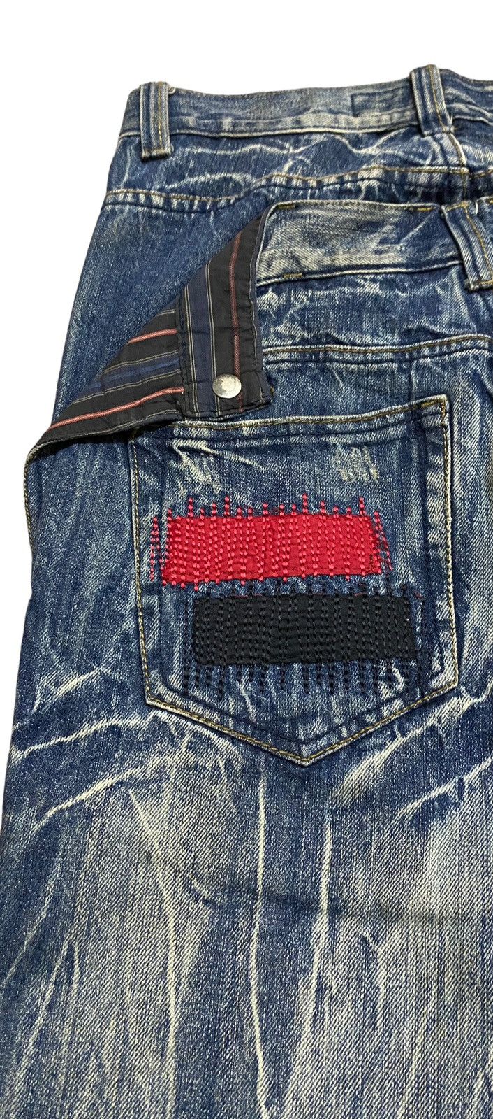 If Six Was Nine Rare Design Vintage Rain Double Waist Flared Jeans 2000s Size US 29 - 9 Thumbnail