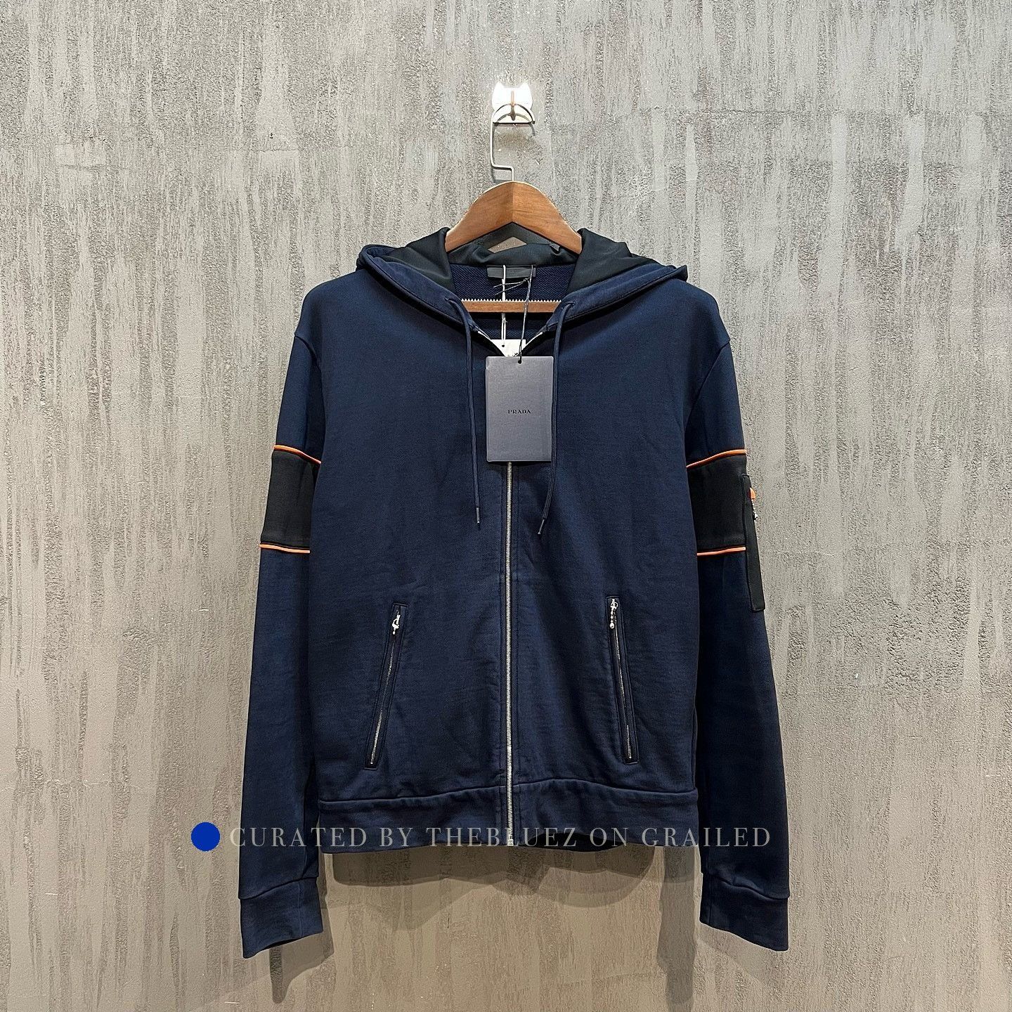 Prada Stylish Zip-Up Hoodie in Blue Size US M / EU 48-50 / 2 - 1 Thumbnail