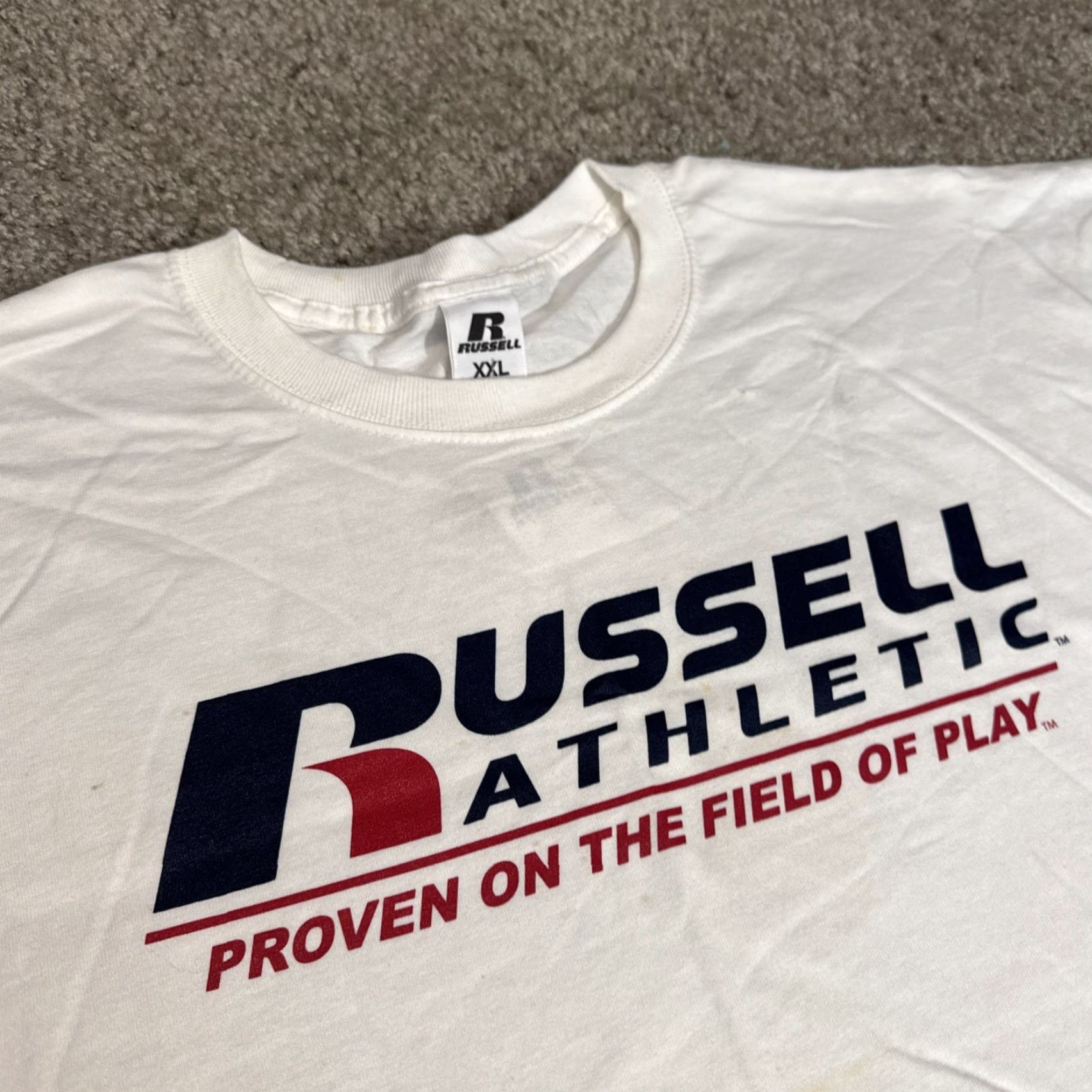 Russell Athletic VINTAGE Russell Athletic T-Shirt 2XL White Mens NOS New With Tags Advertising Y2K Promo Size US XXL / EU 58 / 5 - 2 Thumbnail
