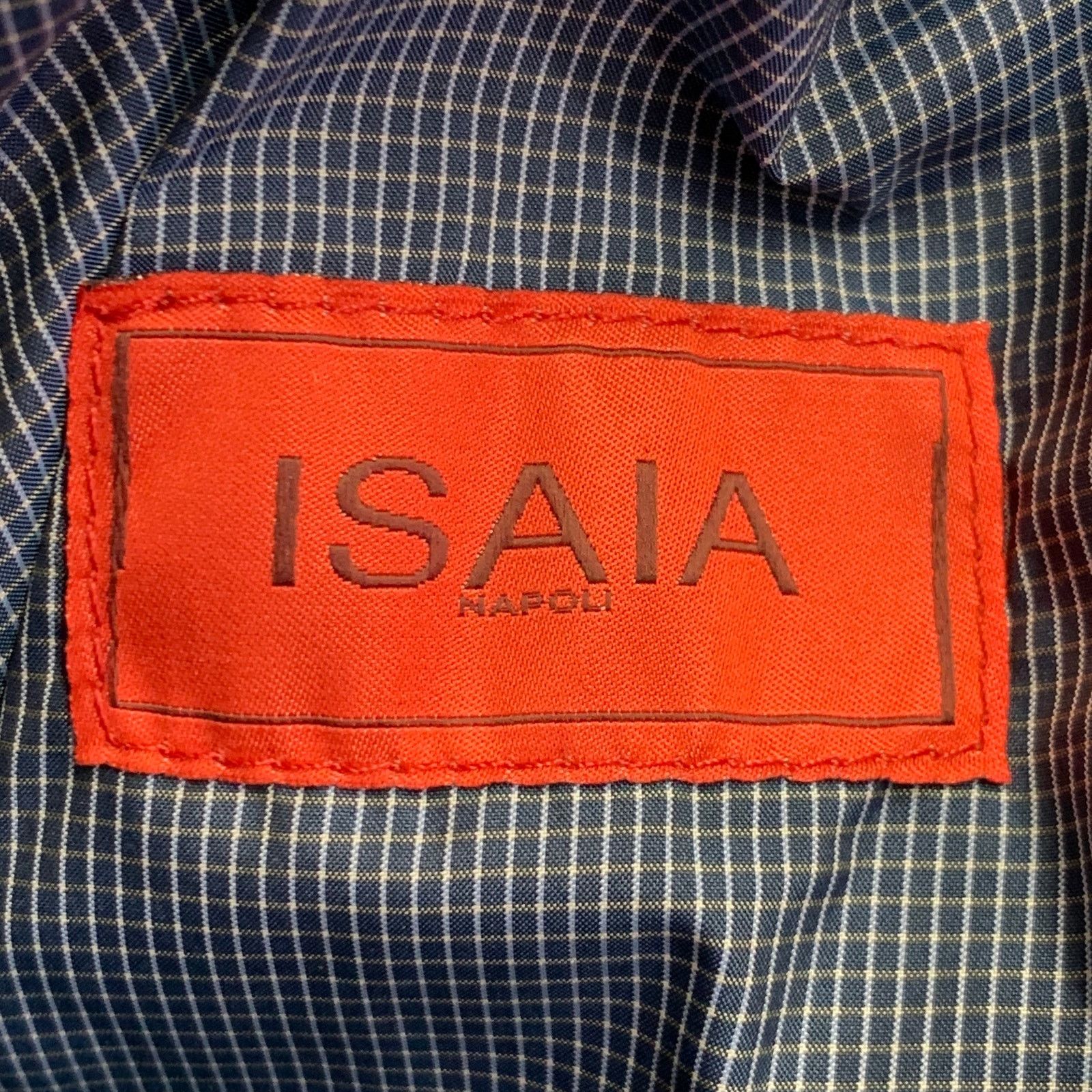 Isaia Black Blue White Reversible Zip Up Lambskin Leather Jacket Size US M / EU 48-50 / 2 - 8 Thumbnail