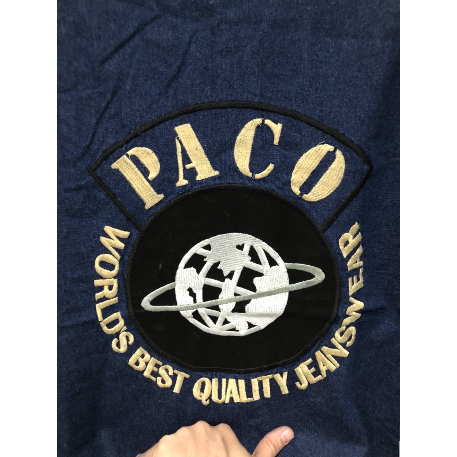 Vintage VINTAGE Paco Sport Big Logo Embroidered Dark Denim Jean Jacket XL Streetwear Jacket Mens 90s Size US 36 / EU 52 - 2 Thumbnail