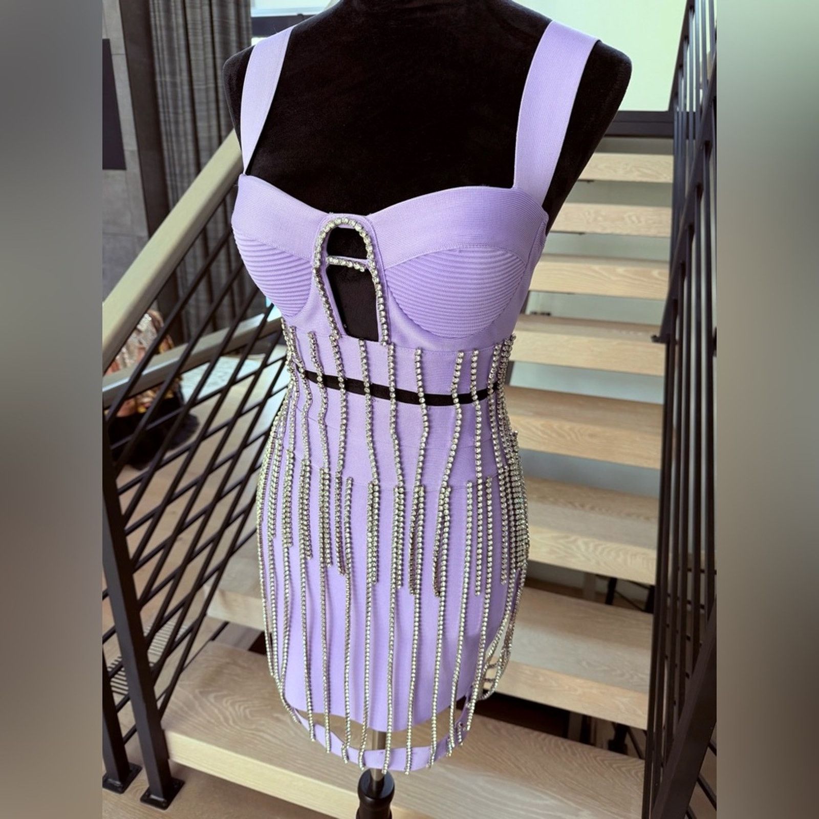 Other New Purple Bandage Rhinestone Fringe Matching Set XS Size S / US 4 / IT 40 - 5 Thumbnail