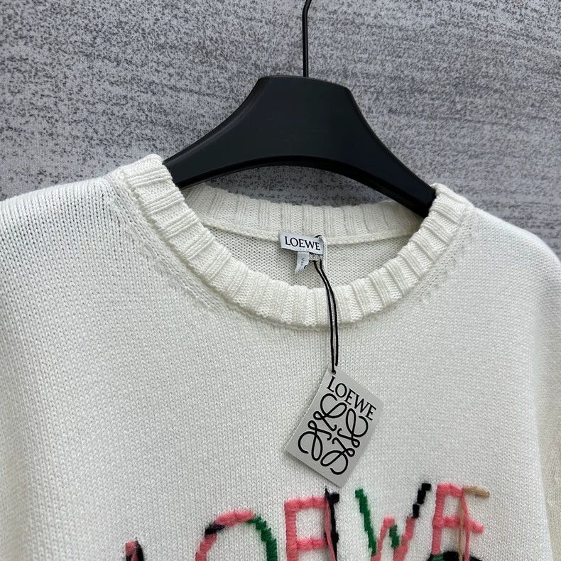 Loewe LOEWE White embroidered tassel sweater Size L / US 10 / IT 46 - 2 Thumbnail