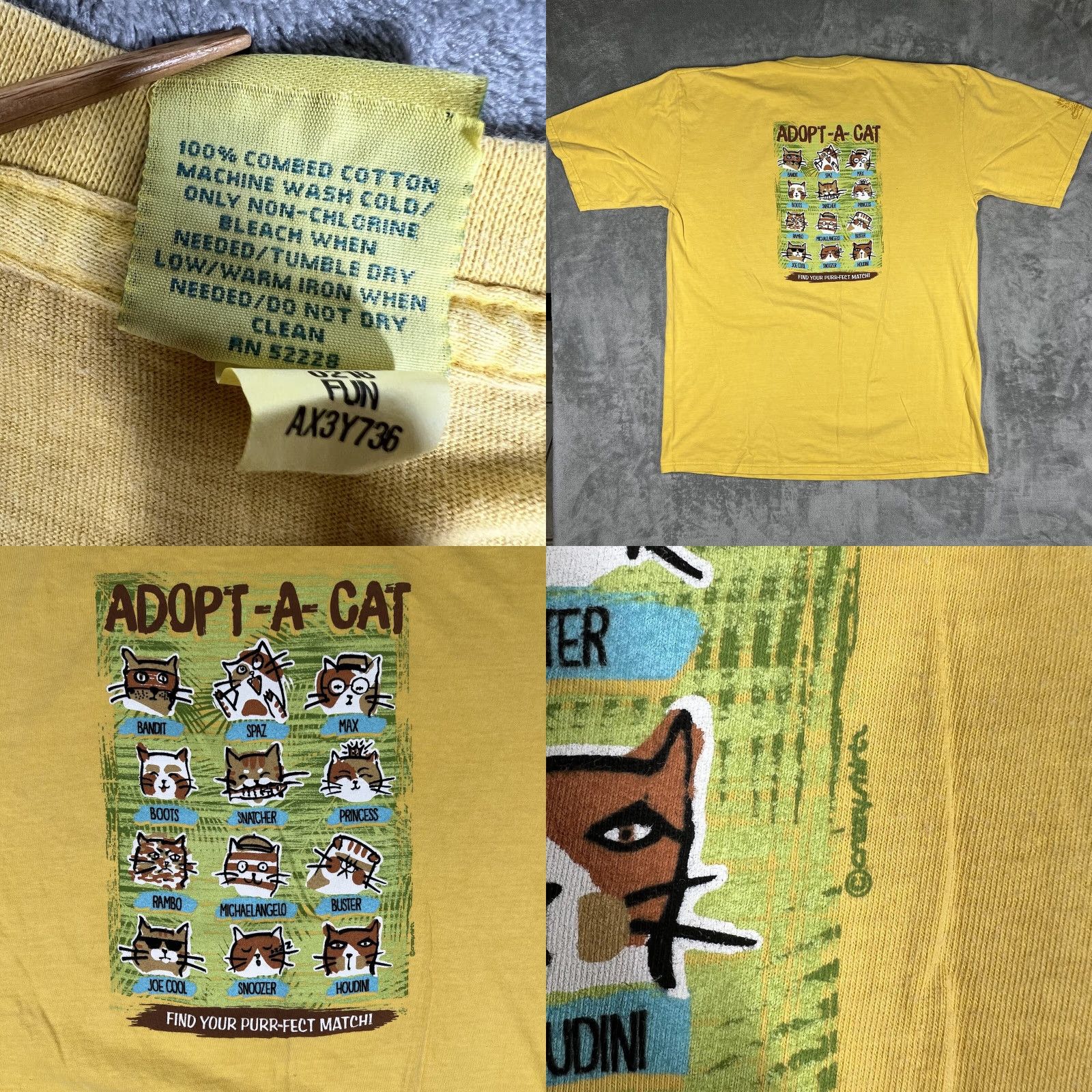 Vintage VINTAGE Crazy Shirts Adopt A Cat Meow Pineapple Dyed Yellow T-Shirt Men 2XL Yellow Cat Graphic Print Crew Neck Short Sleeve Cotton Summer EUC Size US XXL / EU 58 / 5 - 8 Thumbnail