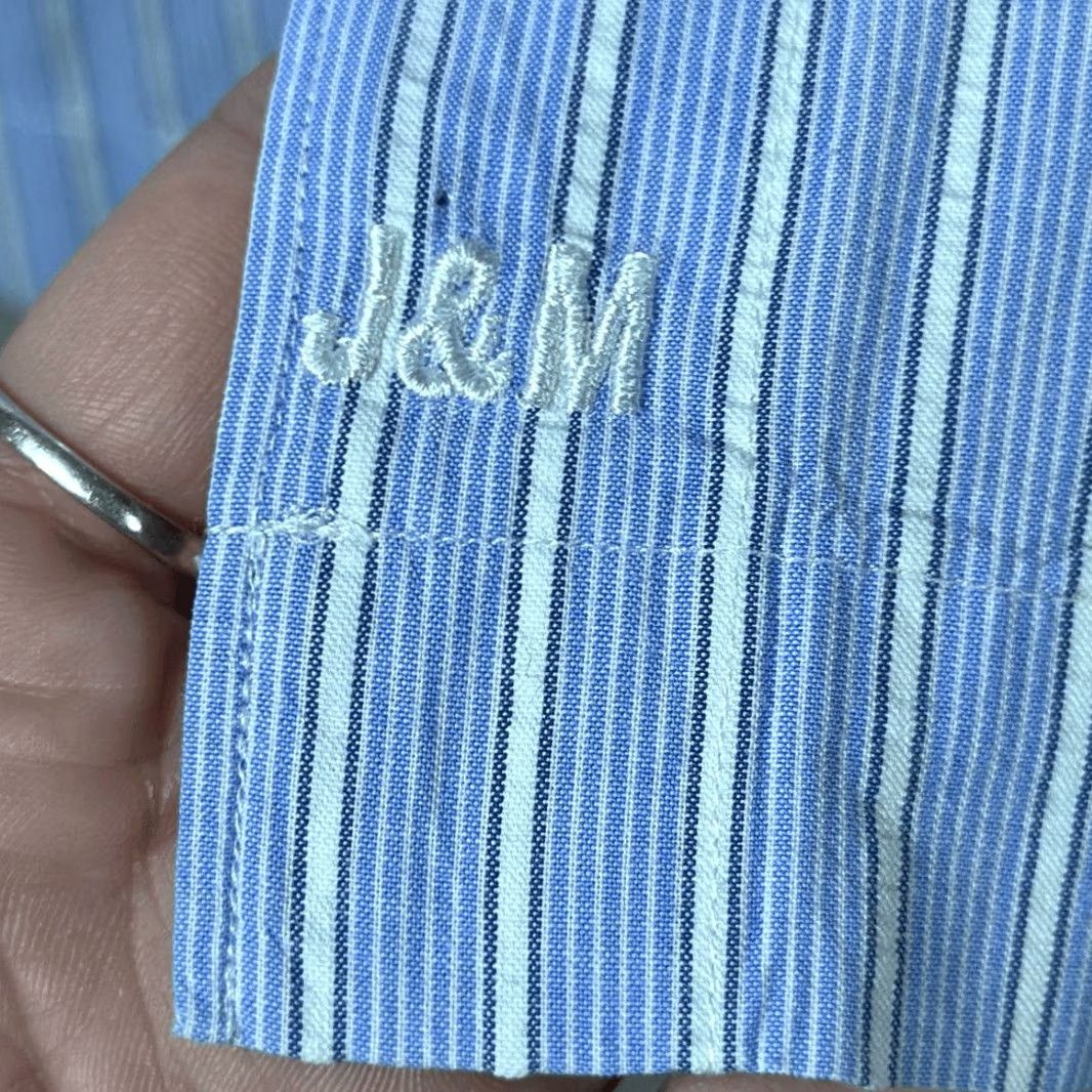 Johnston & Murphy Johnston & Murphy Button-Down Shirt 2XL Blue Striped 100% Cotton Mens Short Sleeve Shirt Size US XXL / EU 58 / 5 - 3 Thumbnail