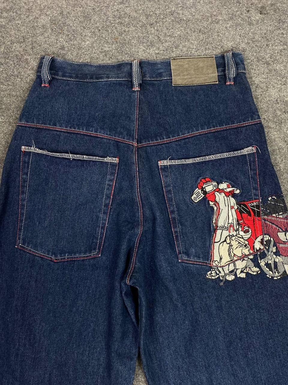 JNCO vintage school of hard knocks baggy denim embroided Size US 33 - 3 Thumbnail