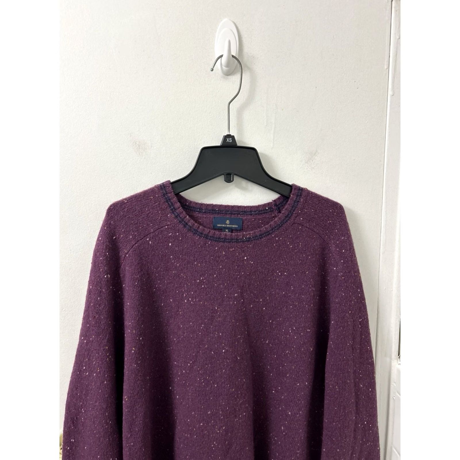 Brooks Brothers Brooks Brothers Sweater Crew Neck Pullover XL Mens Purple Lambswool Tweed Knit Long Sleeve Regular Fit L/S Knit Pullover Casual Business Vintage No Size US XL / EU 56 / 4 - 2 Thumbnail