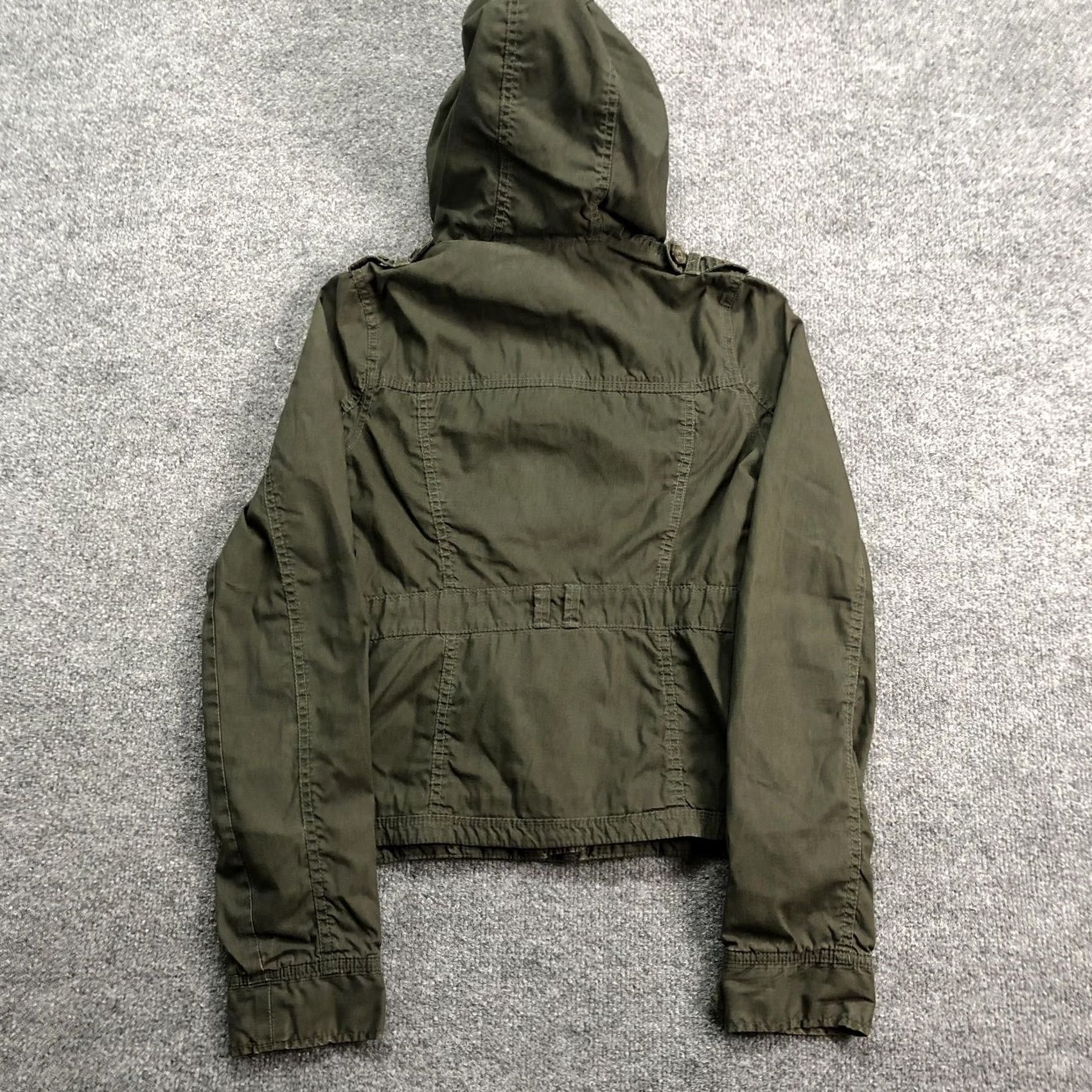 Vintage Abercrombie Jacket Juniors XL Green Hooded Military Twill Utility Zip Pockets Size XL / US 12-14 / IT 48-50 - 7 Thumbnail