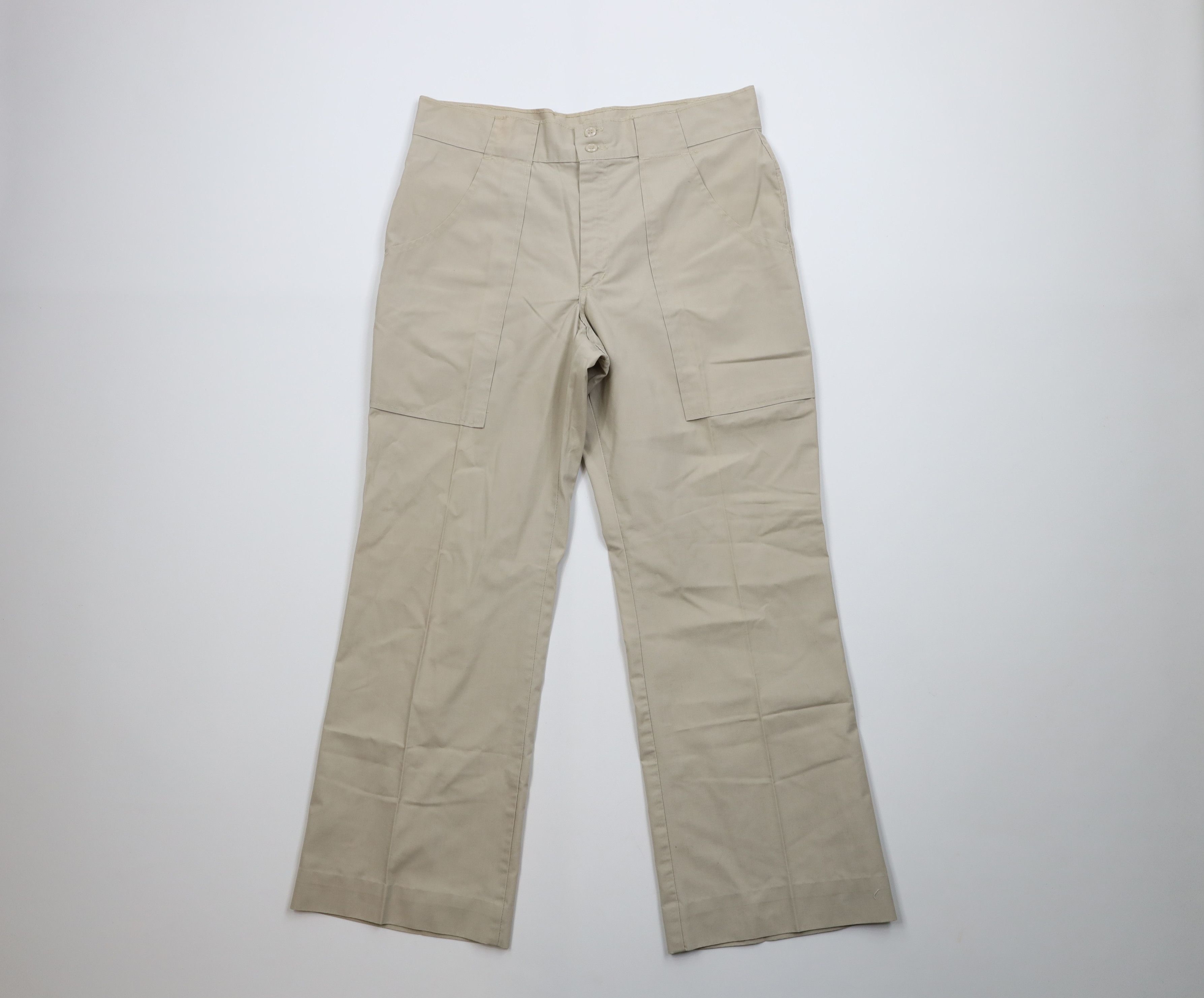 Woolrich Woolen Mills Vintage 70s Woolrich Flared Wide Leg Utility Pants Beige USA Size US 32 / EU 48 - 1 Thumbnail