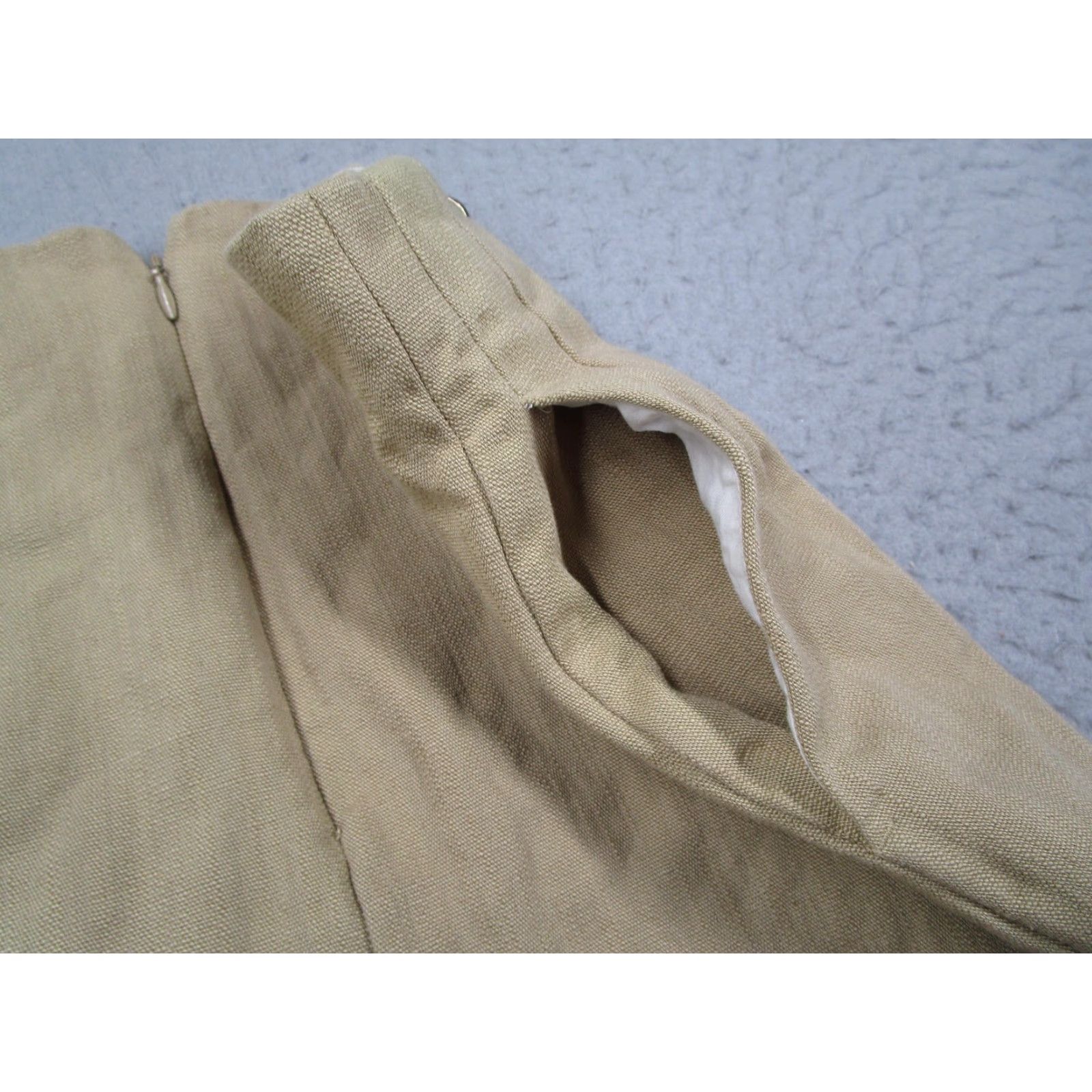 Sandro Sandro Paris Skirt Womens Large Khaki Linen Cotton Button Front High Waist Mini Size 26" / US 2 / IT 38 - 7 Thumbnail