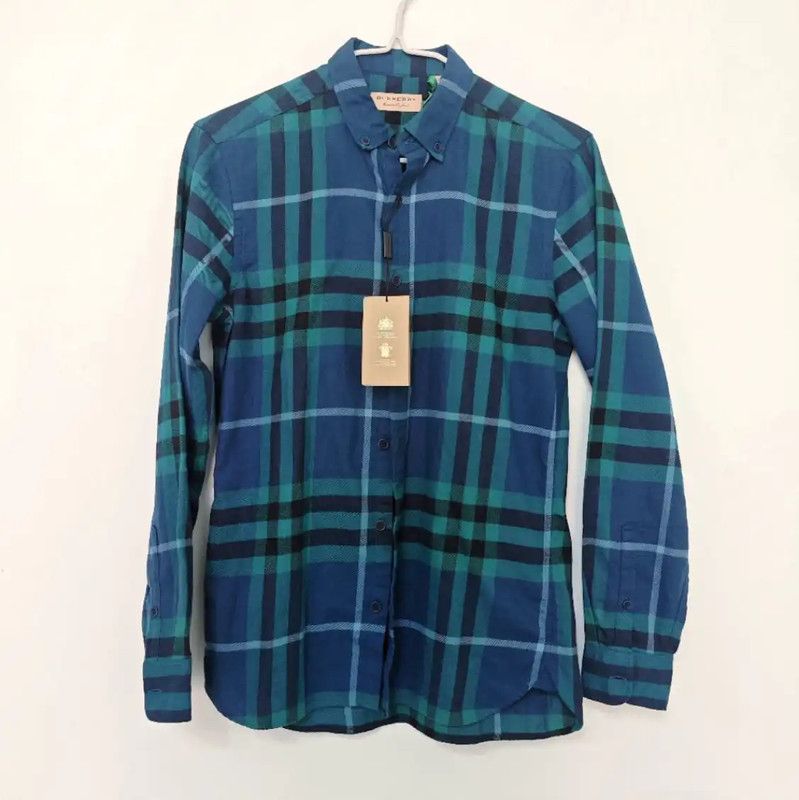 Burberry Burberry Blue Checked Cotton Men's Shirt Size US S / EU 44-46 / 1 - 1 Thumbnail