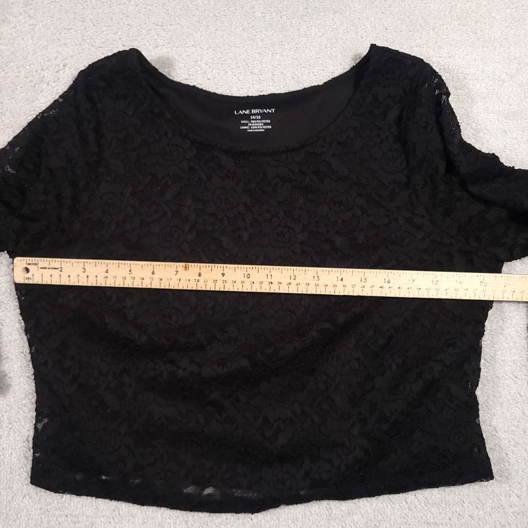 Vintage Lane Bryant Lace Top Blouse Shirt Womens 14/16 Black Floral Cropped Lined Size XXL / US 16-18 / IT 52-54 - 6 Thumbnail