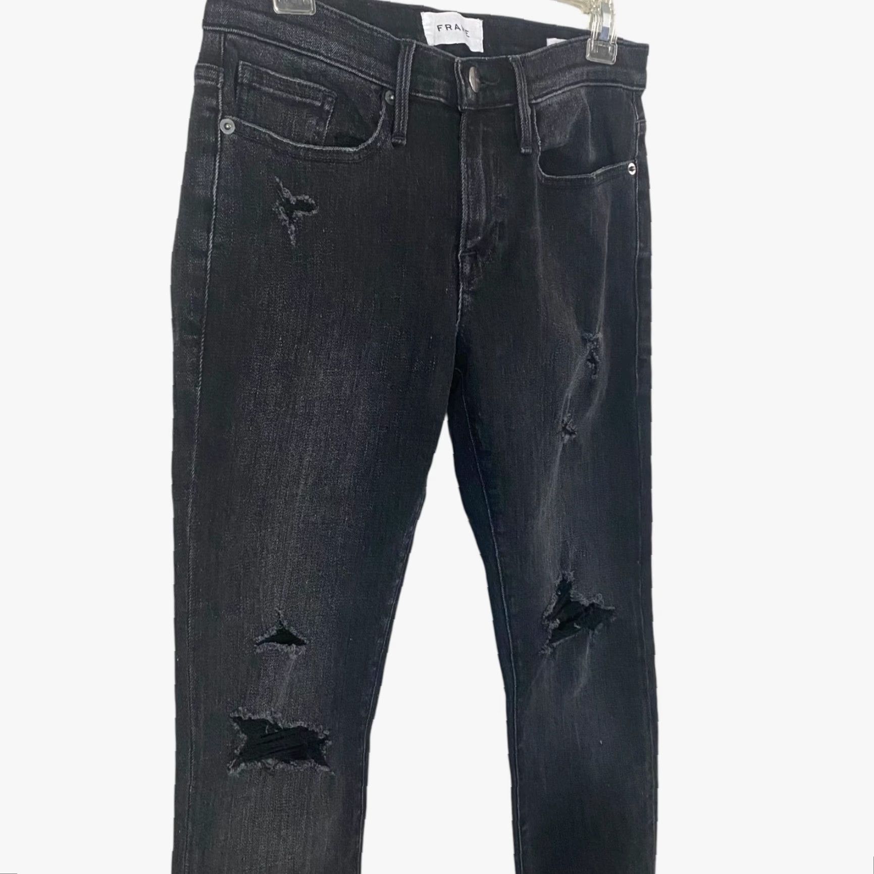 Frame FRAME L'Homme Skinny Stretch Denim Jeans Men 29 Black Distressed 5-Pocket 32in Inseam Regular Size Size US 29 - 4 Thumbnail