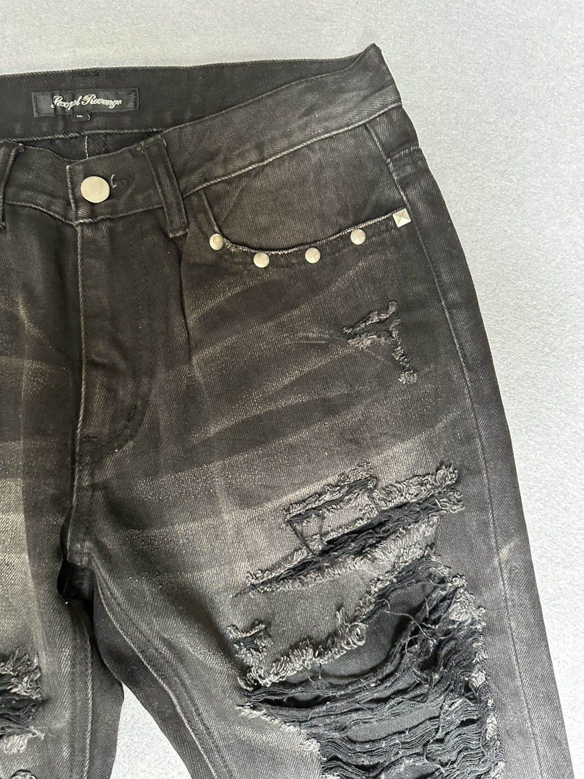 Japanese Brand Sex Pot Revenge Punk Revolution Studded Distressed Denim Size US 30 / EU 46 - 10 Thumbnail