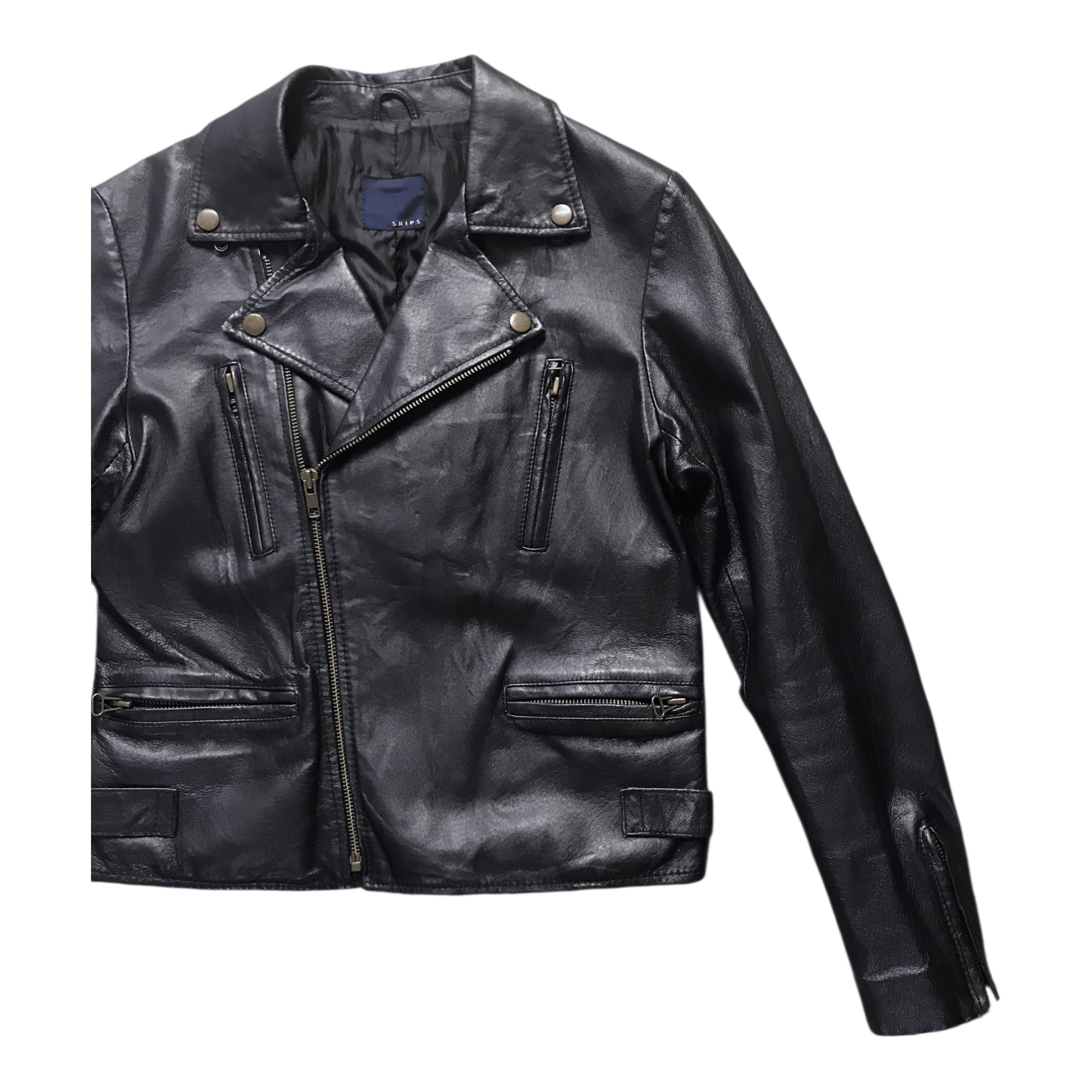 SHIPS Ship Leather Double collar Jacket Size US XS / EU 42 / 0 - 1 Thumbnail