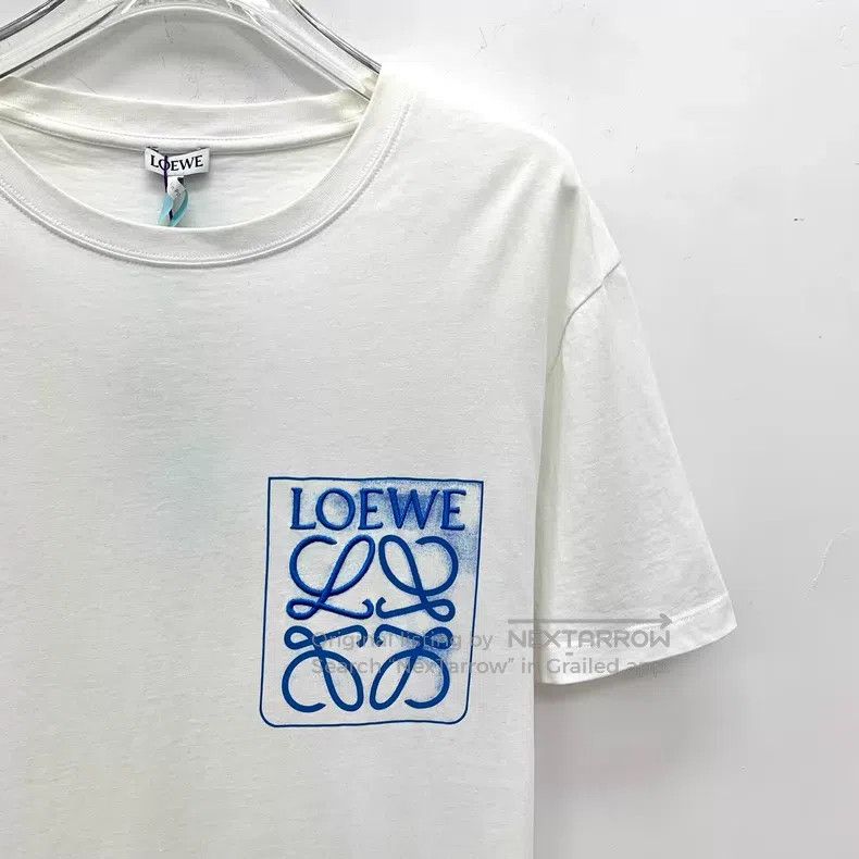 Loewe Loewe White logo embroidered cotton round neck short sleev Size US M / EU 48-50 / 2 - 3 Thumbnail