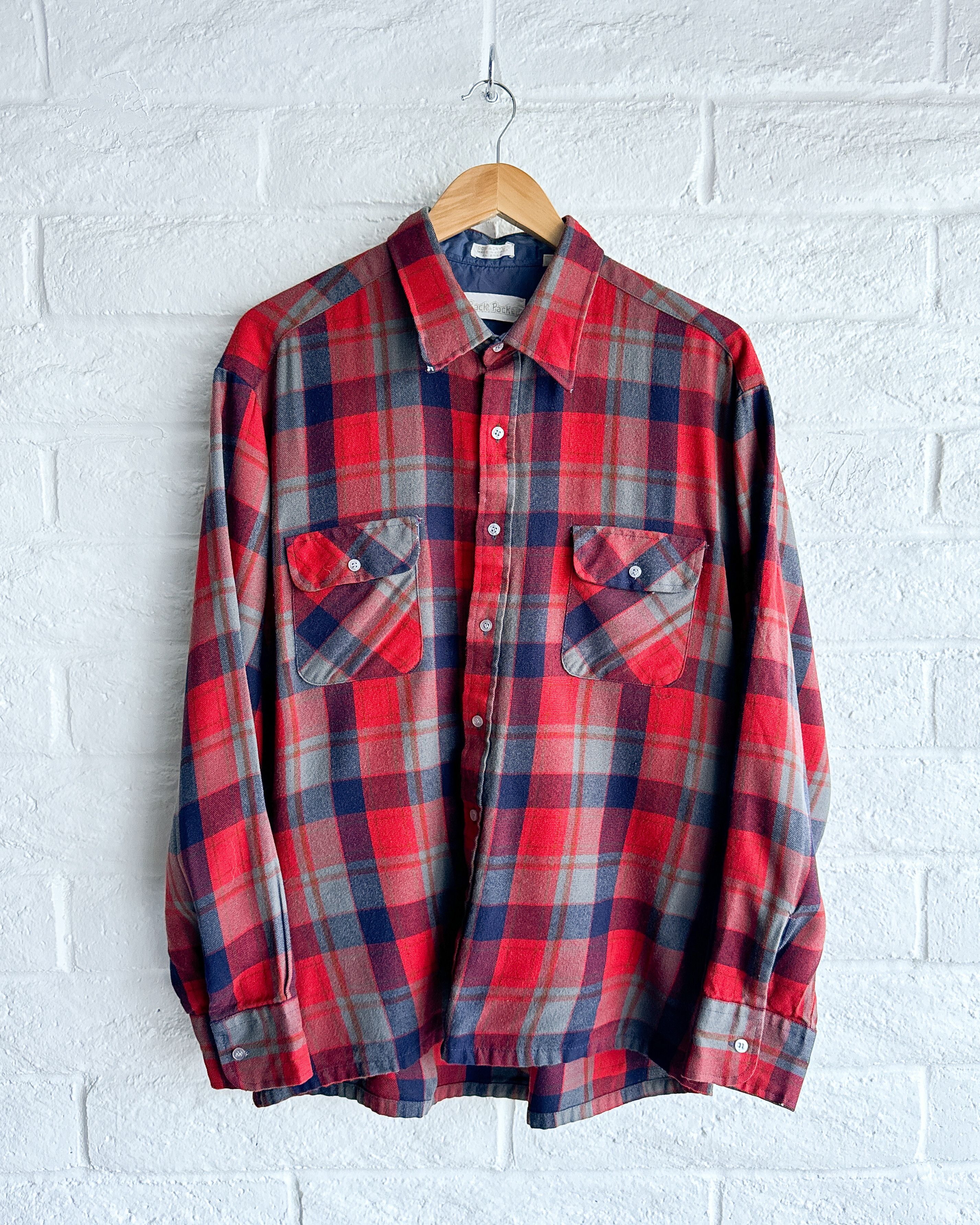 Vintage Vintage 1980s Back Packer Red Plaid Flannel Shirt XL Acrylic Size US XL / EU 56 / 4 - 1 Thumbnail