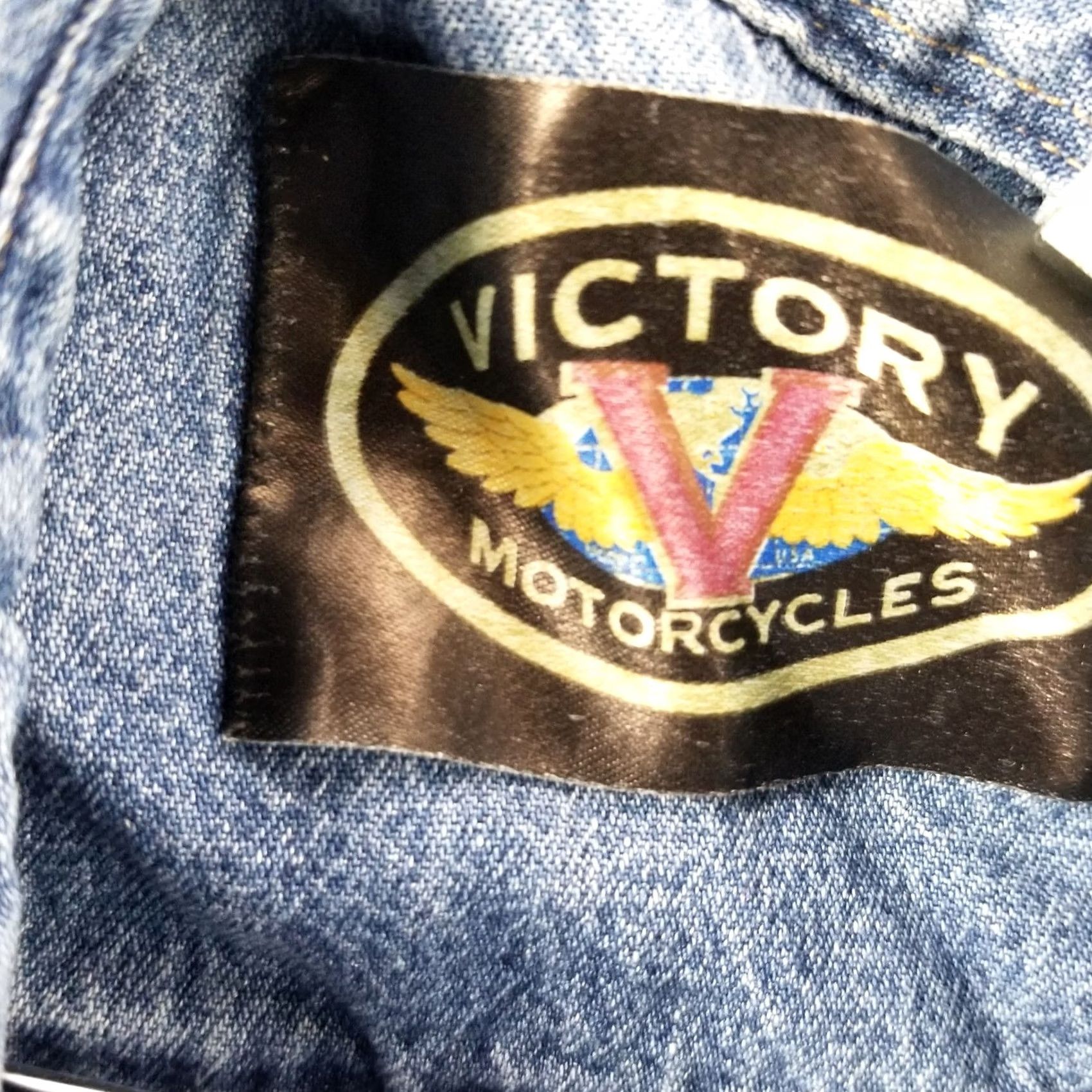 Denime Victory Motorcycles Shirt Men Small Denim Short Sleeve Vintage Button Up Size US S / EU 44-46 / 1 - 4 Thumbnail