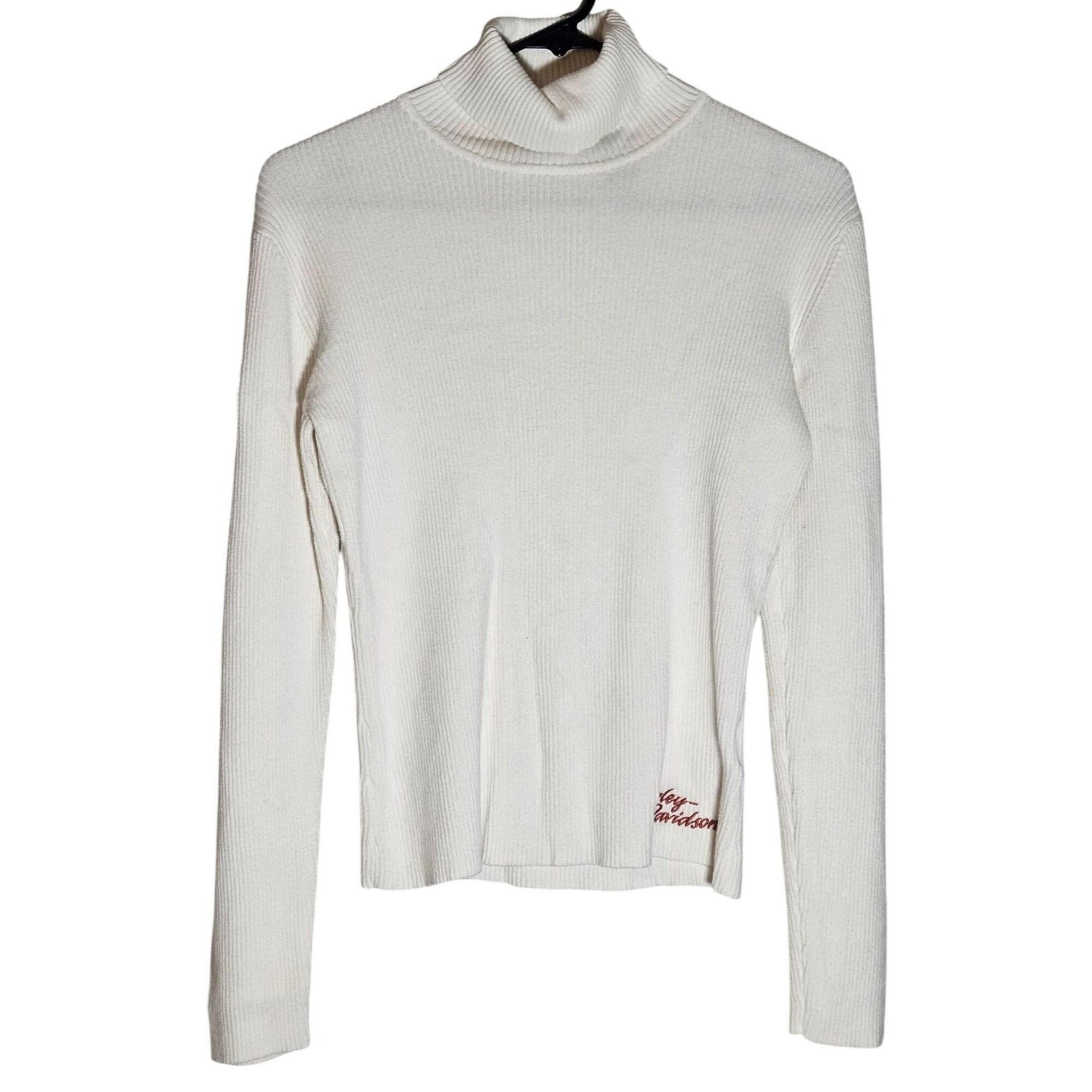 Harley Davidson VTG Harley-Davidson Women White Turtleneck Sweater S Y2K Str Size S / US 4 / IT 40 - 2 Thumbnail