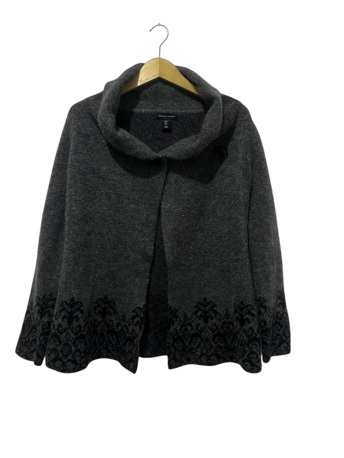 POST ARCHIVE FACTION (PAF) Adrienne Vittadini Grey Wool Blend Knit Cardigan Size US M / EU 48-50 / 2 - 1 Thumbnail