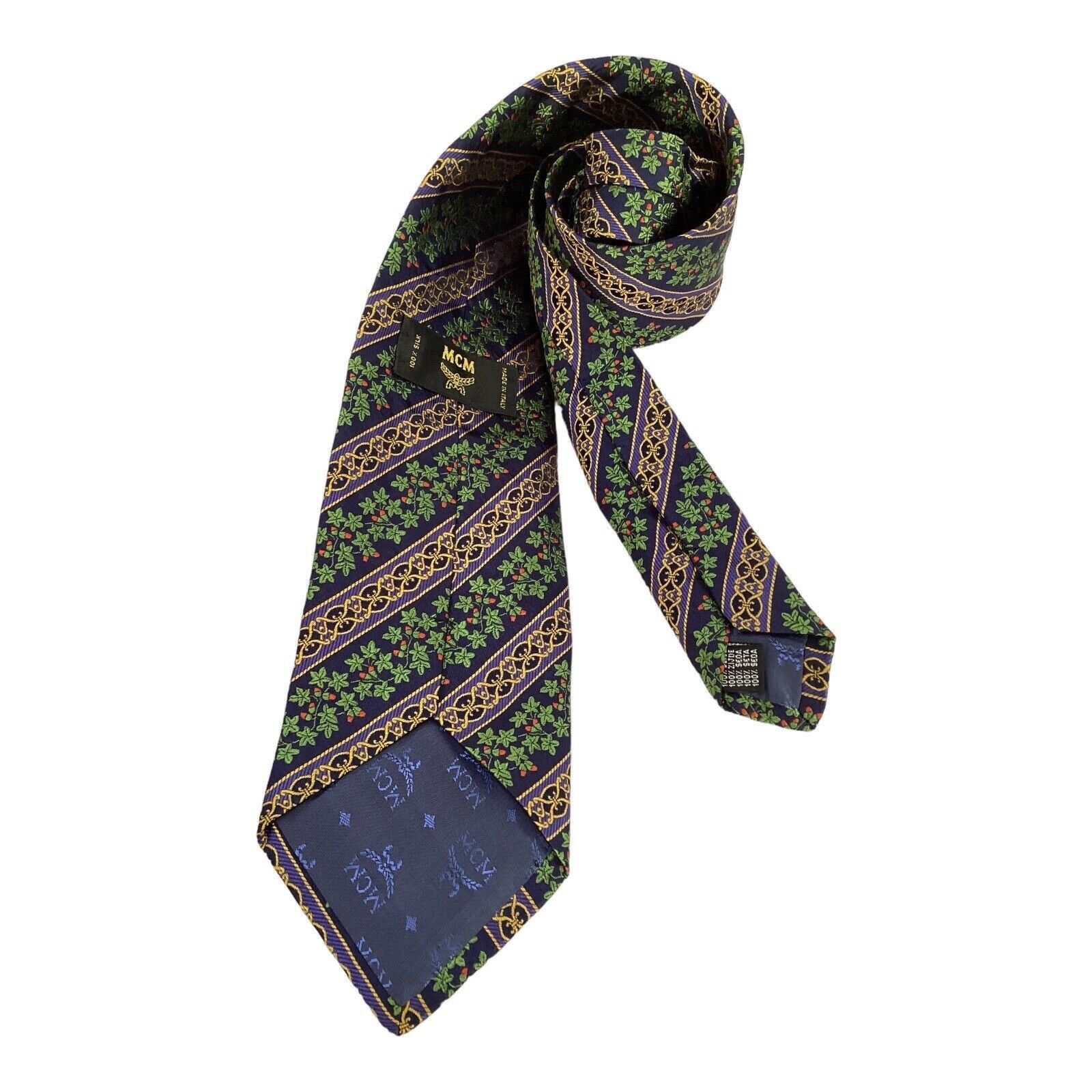 MCM MCM Blue Flower Print Luxury Designer Silk Tie Made In Italy Size ONE SIZE - 2 Thumbnail