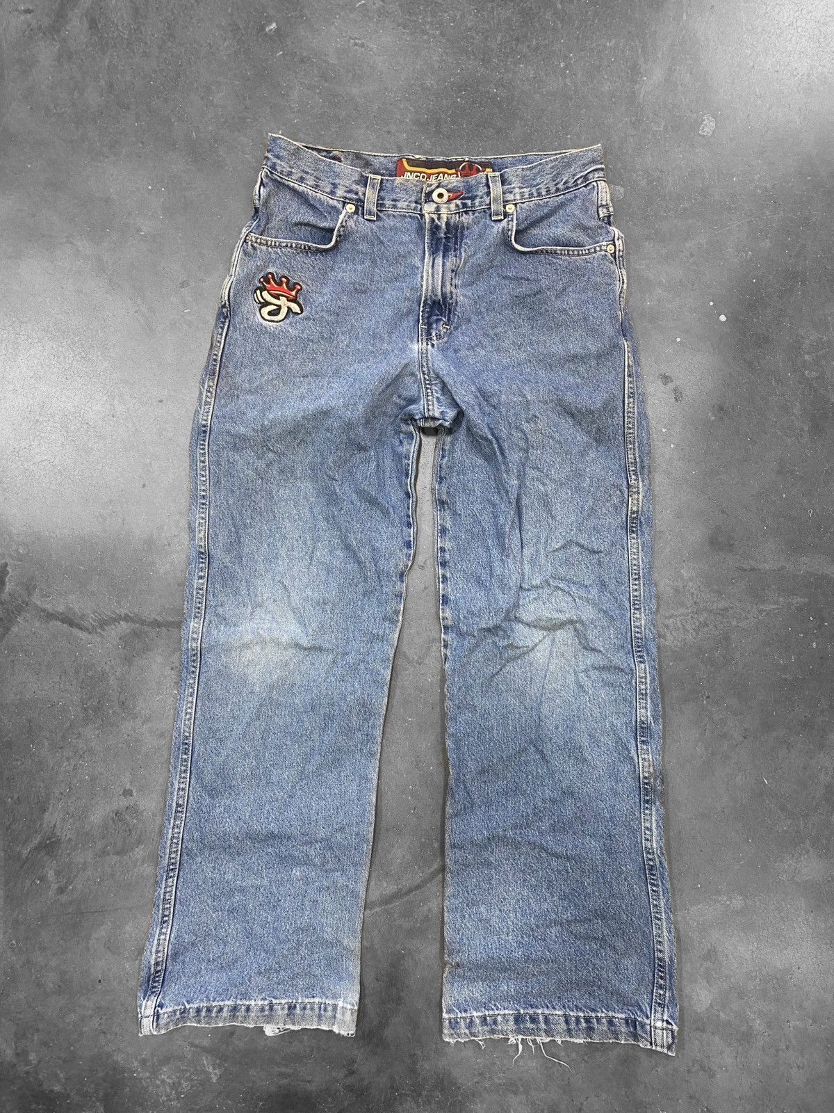 image of Jnco Baggy Wide Leg Denim Jeans in Blue, Men's (Size 28)