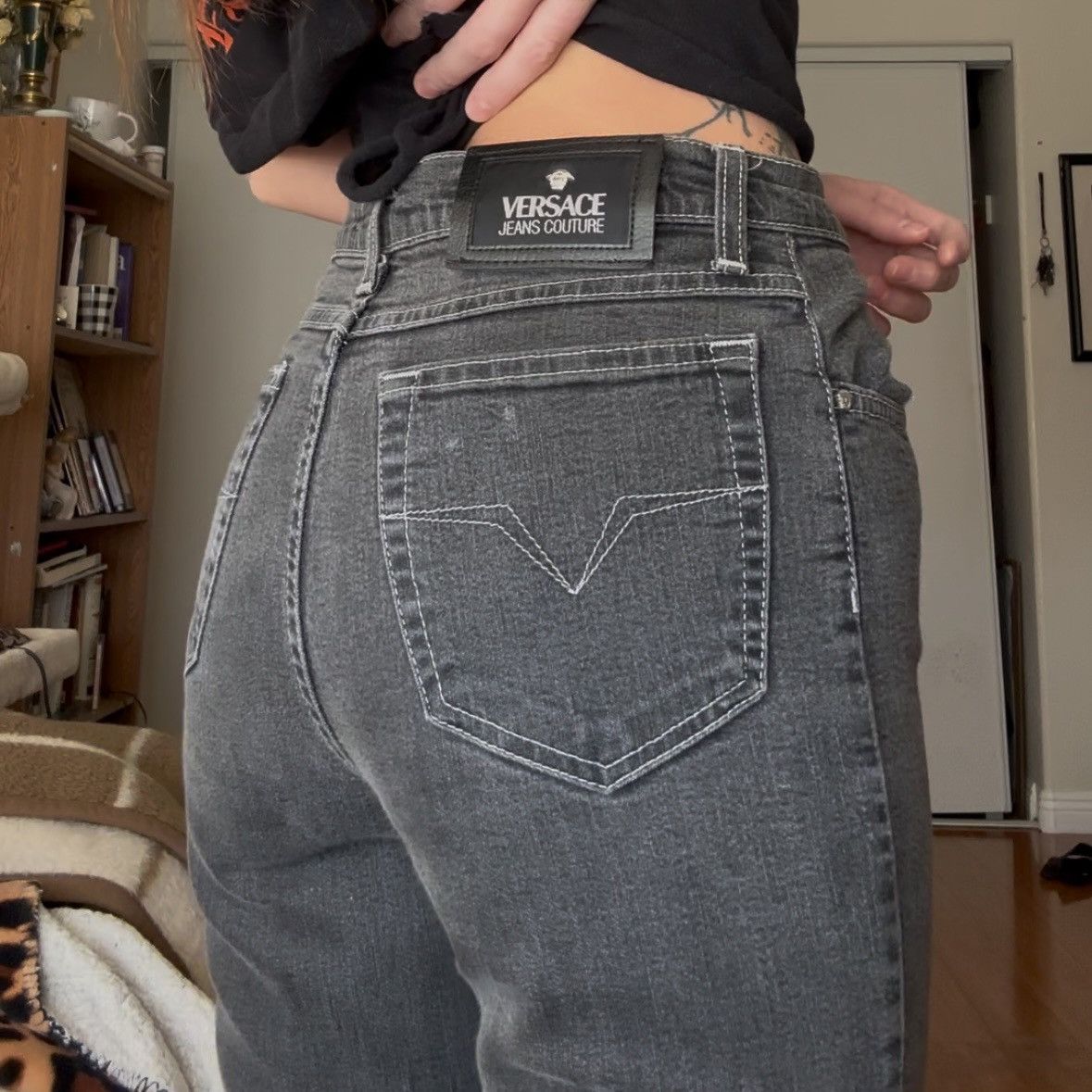 Versace × Versace Jeans Couture Versace Jeans Couture High Rise Faded Black Jeans Size 25" / US 0 / IT 36 - 1 Thumbnail