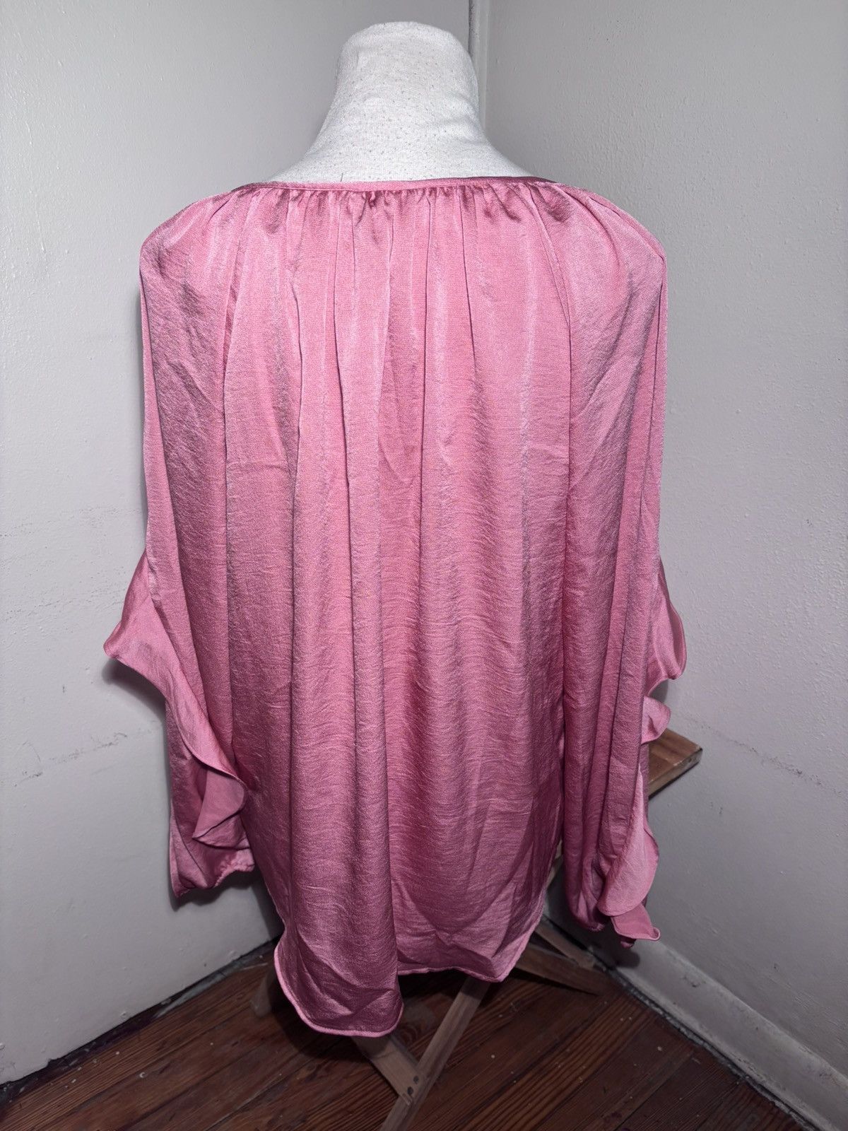 Chaps Chaps Satin Ruffle Sleeve Blouse Size L / US 10 / IT 46 - 3 Thumbnail