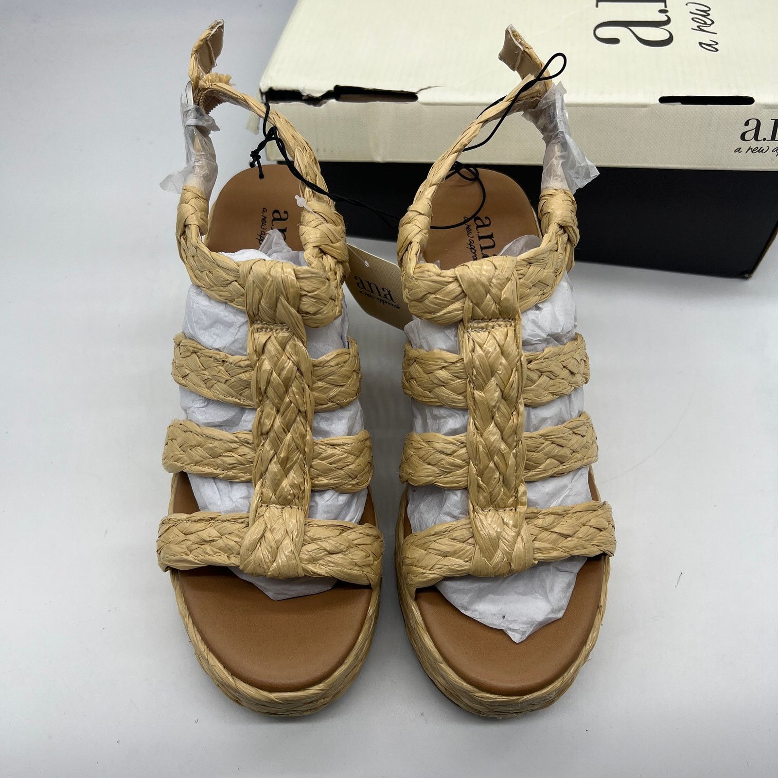 Other a.n.a Womens Merlin Wedge Sandals Brown Natural Size 7.5M Size US 7.5 / IT 37.5 - 3 Thumbnail