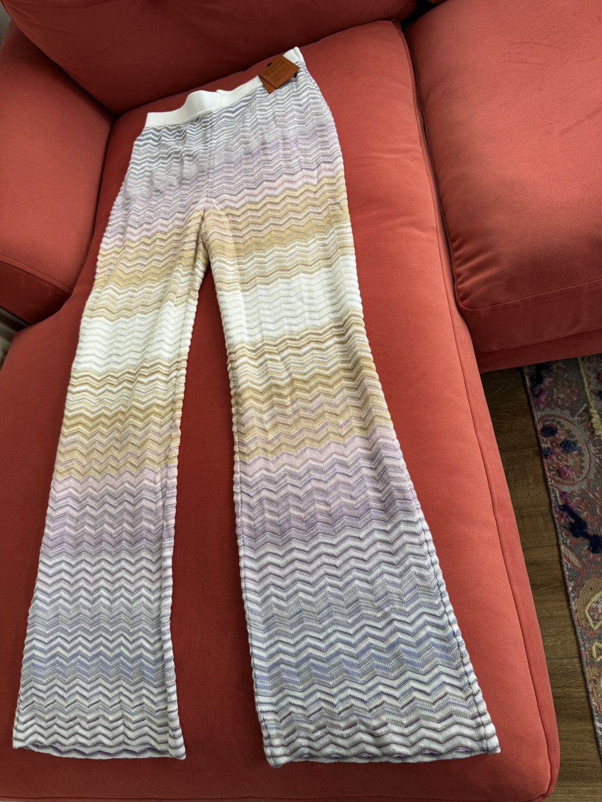 Missoni Missoni NEW zigzag knit pants, purple/beige, size L int Size 30" / US 8 / IT 44 - 3 Thumbnail