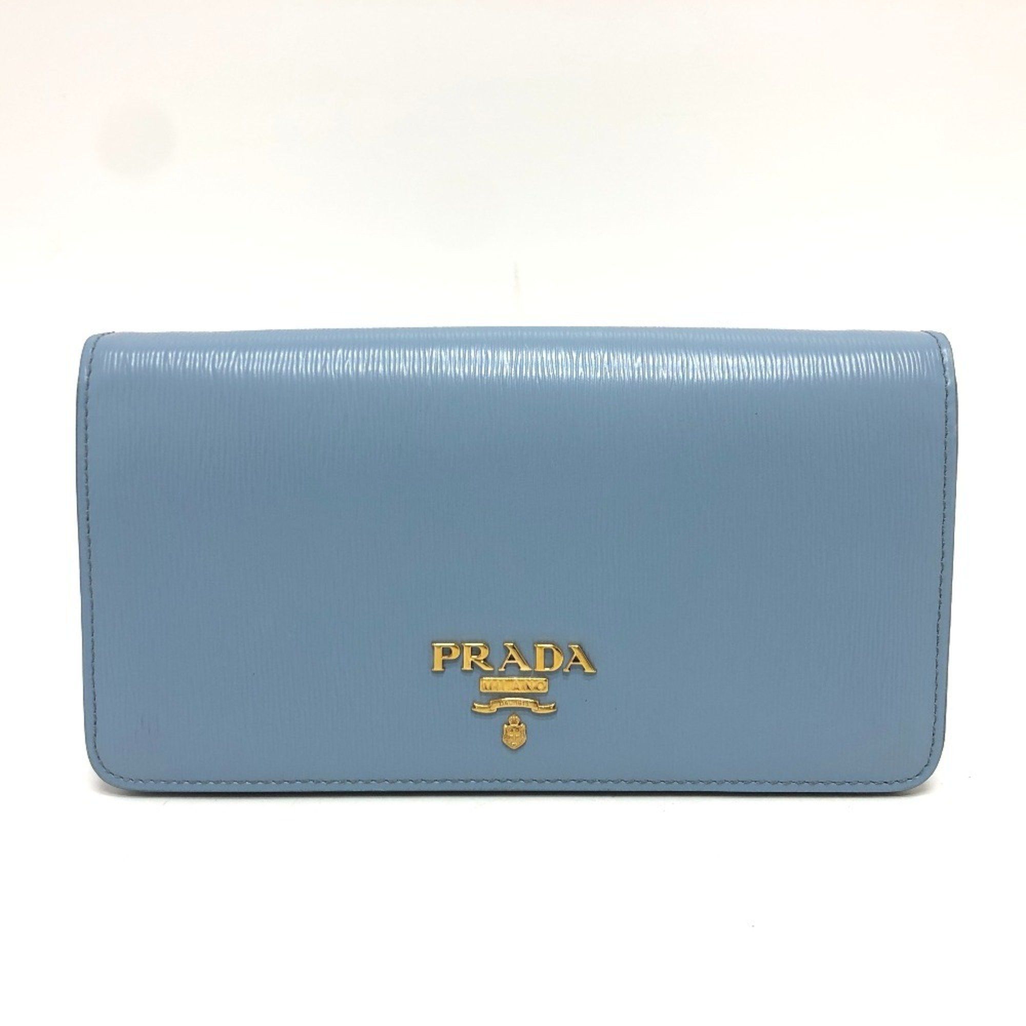 Prada 1Dh044 Logo Chain Bag Shoulder Leather Women's Blue