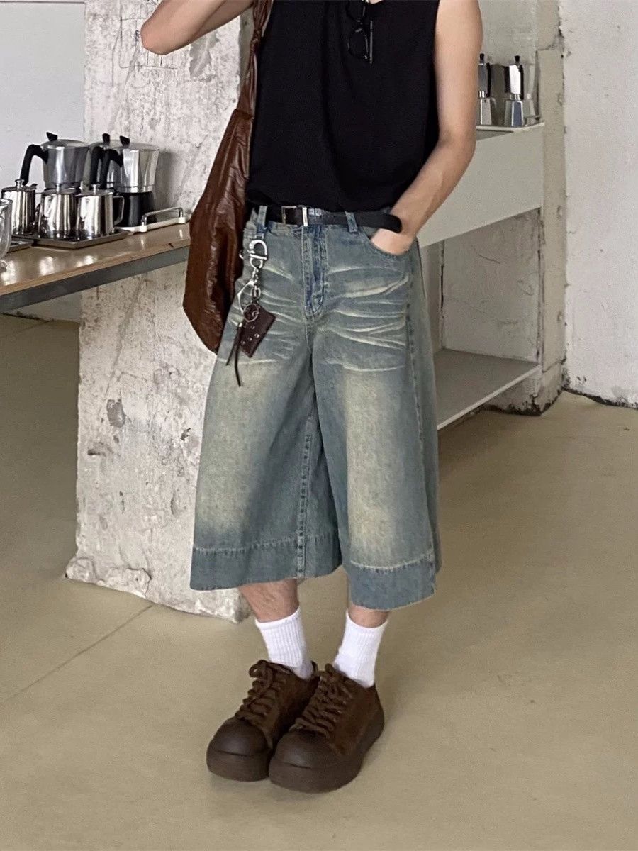 21SS Indigo Union Japan Blue Grey Outdoor Pockets Shorts