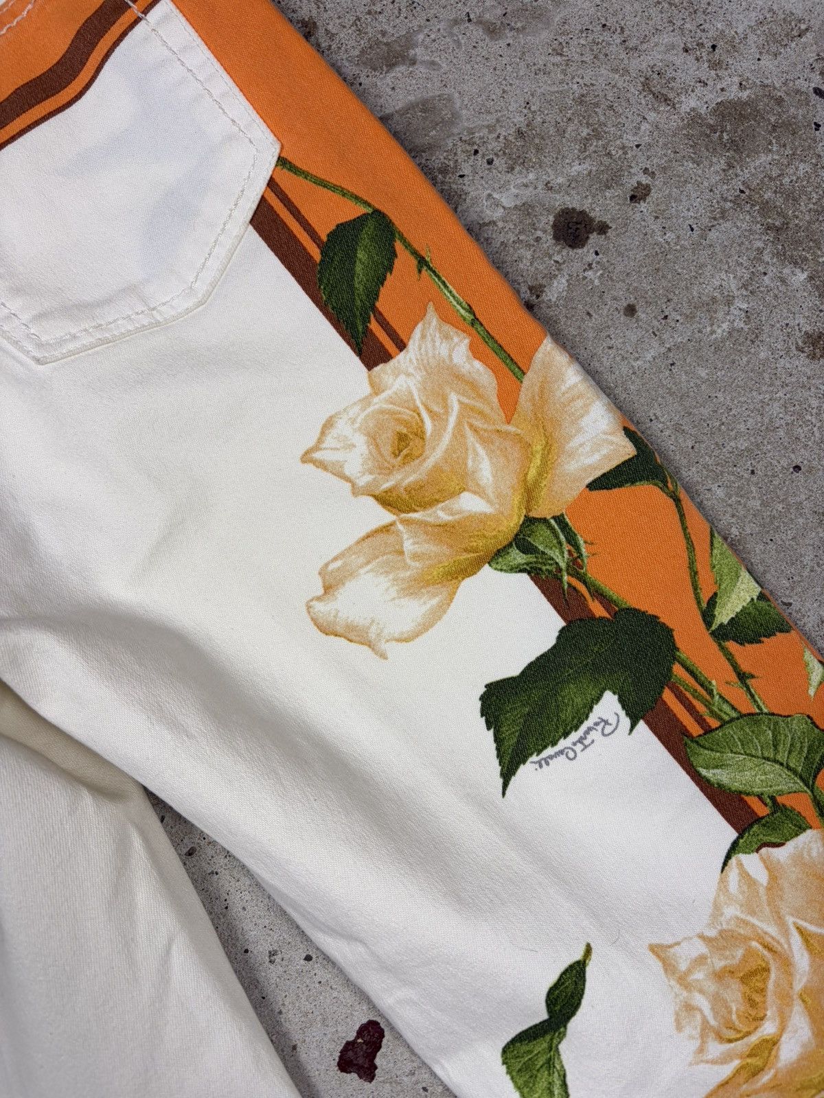Roberto Cavalli Roberto Cavalli 2005 Floral Rose Print Jeans Denim Pants Size 28" / US 6 / IT 42 - 20 Thumbnail