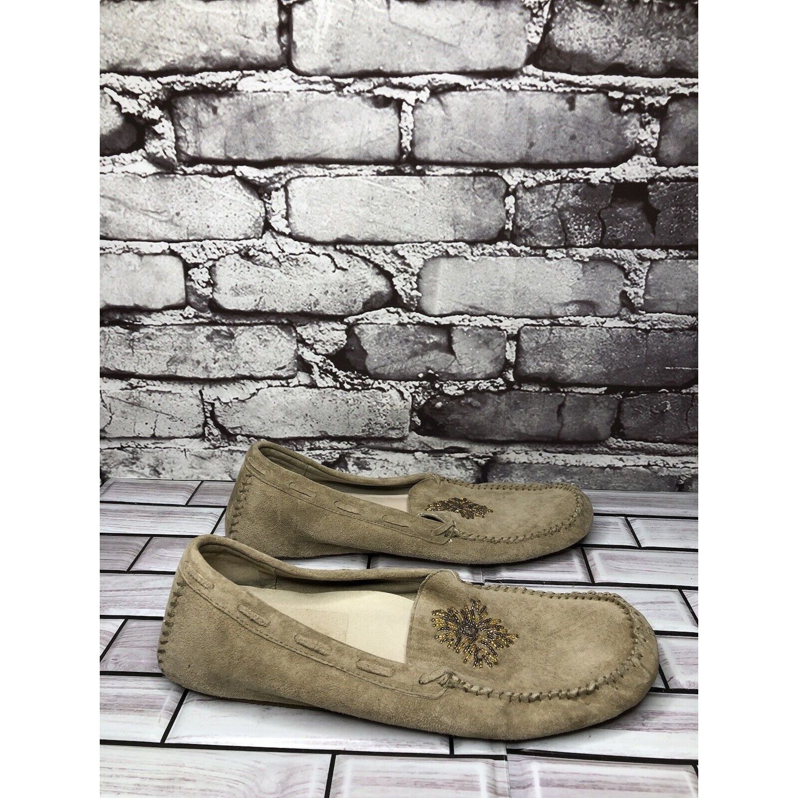 Hush Puppies Hush Puppies Beige Leather Gem Handsewn Loafers Driving Shoe Size US 7.5 / IT 37.5 - 13 Thumbnail