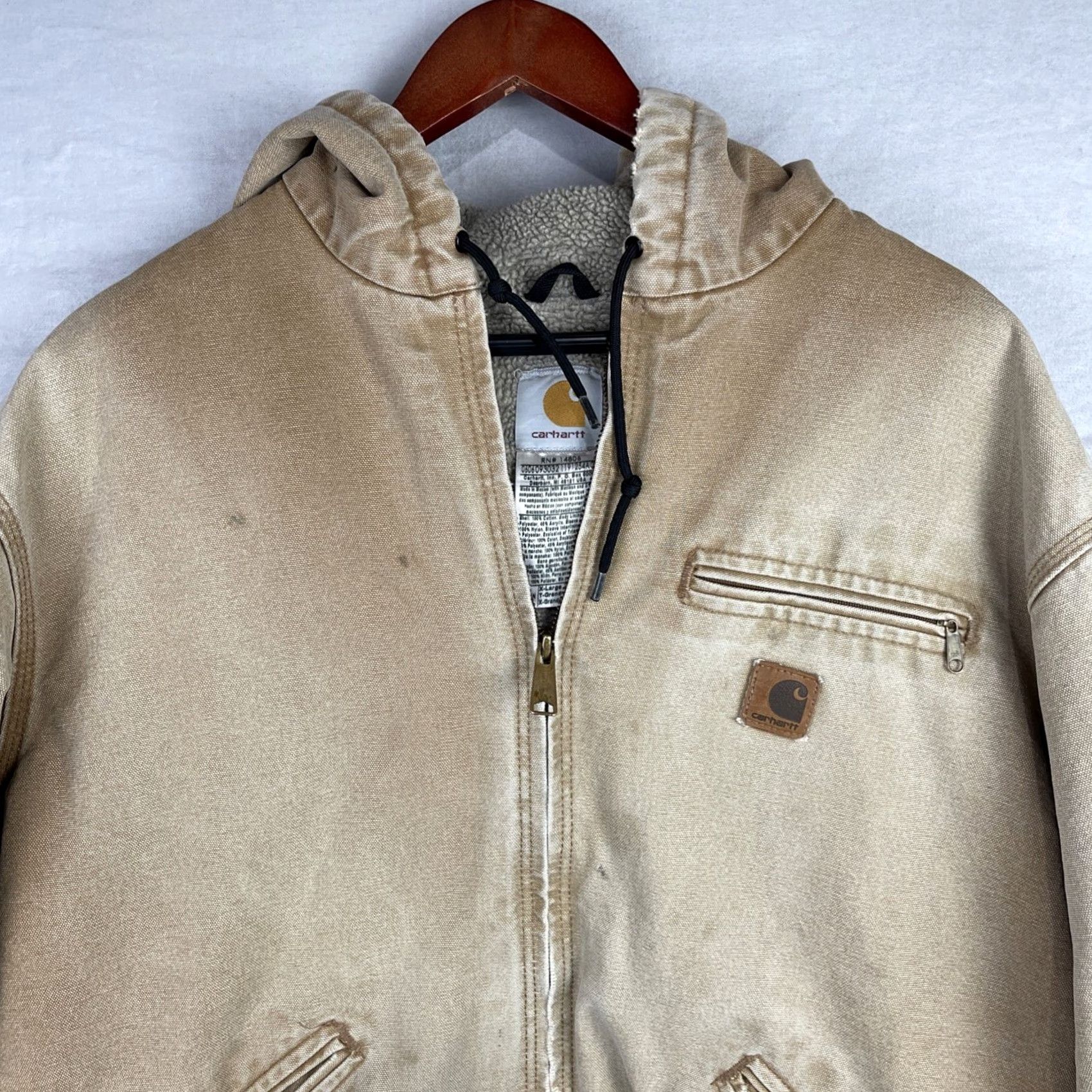 Carhartt VINTAGE Carhartt Jacket Mens XL Brown Sherpa Lined Hooded Coat Workwear Zip Up J141 BRN Size US XL / EU 56 / 4 - 5 Thumbnail