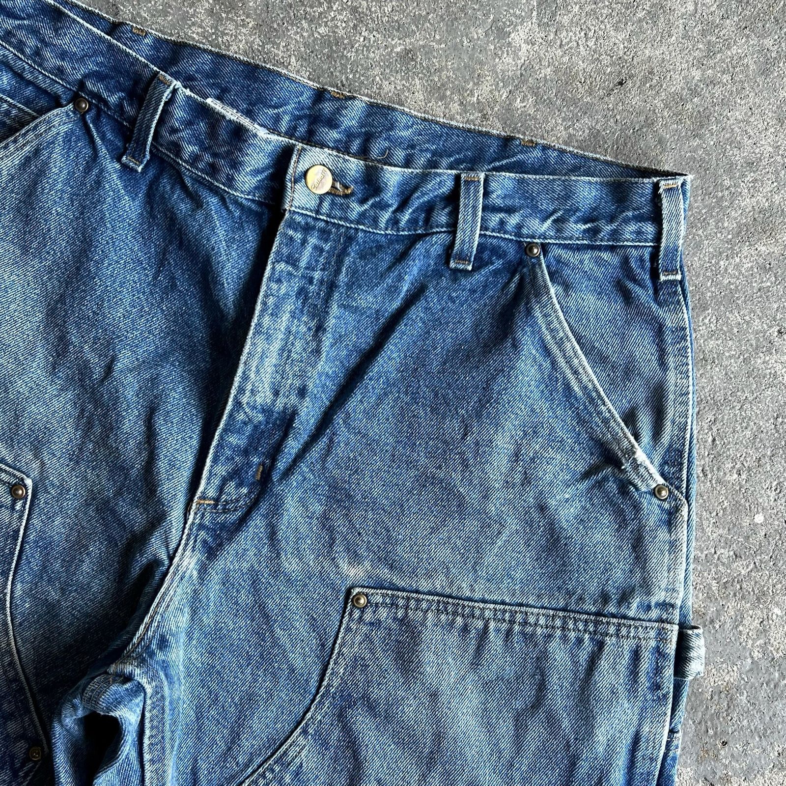Carhartt × Vintage Carhartt faded denim blue jean double knee work wear pants Size US 35 - 3 Thumbnail