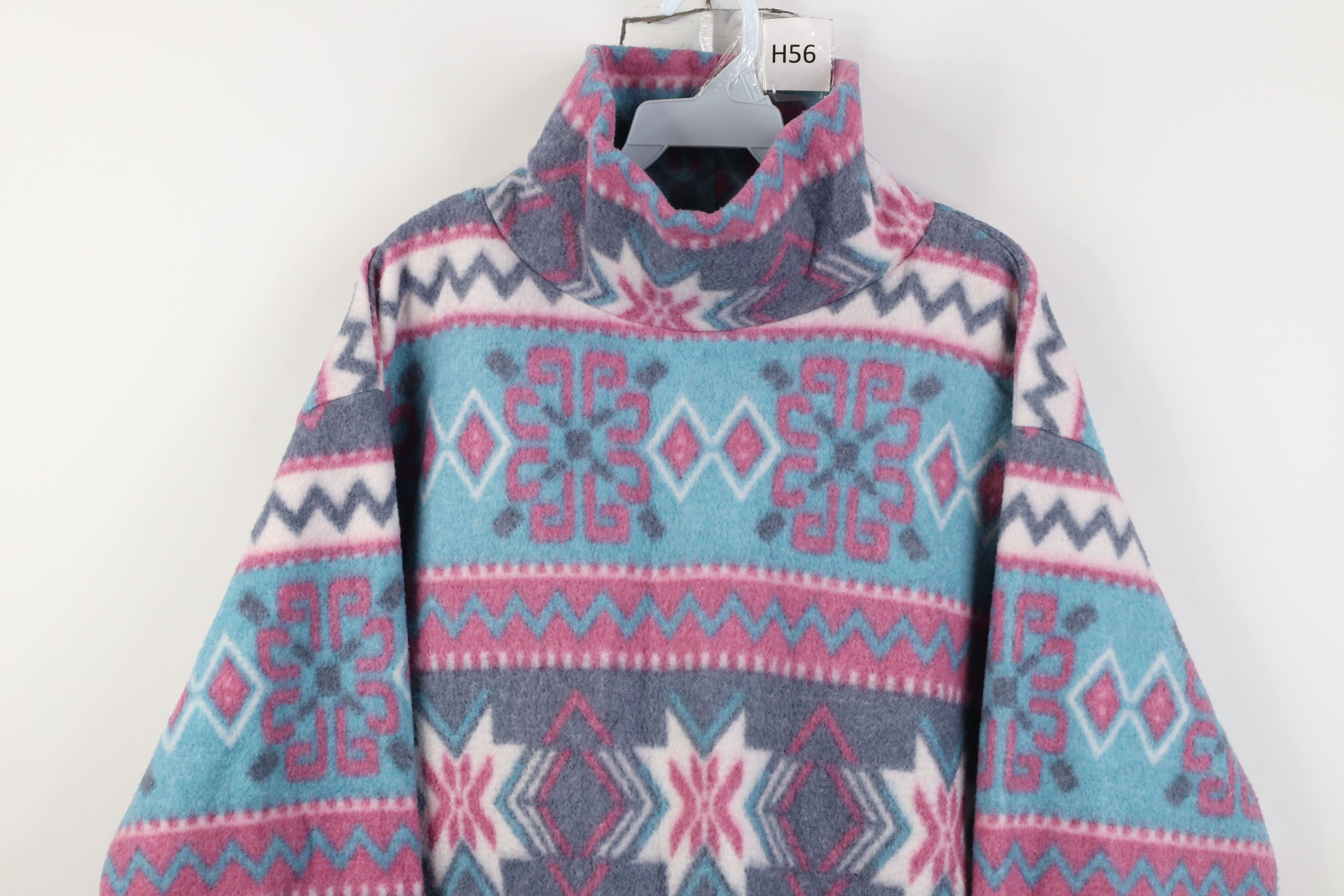 Vintage Vintage 90s Streetwear Fair Isle Fleece Mock Neck Sweater Size S / US 4 / IT 40 - 2 Thumbnail