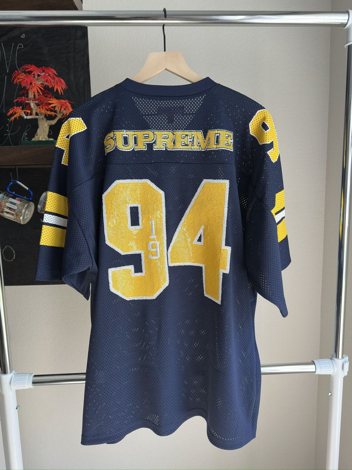 Supreme Sequin Football Jersey Navy Size US XL / EU 56 / 4 - 2 Thumbnail