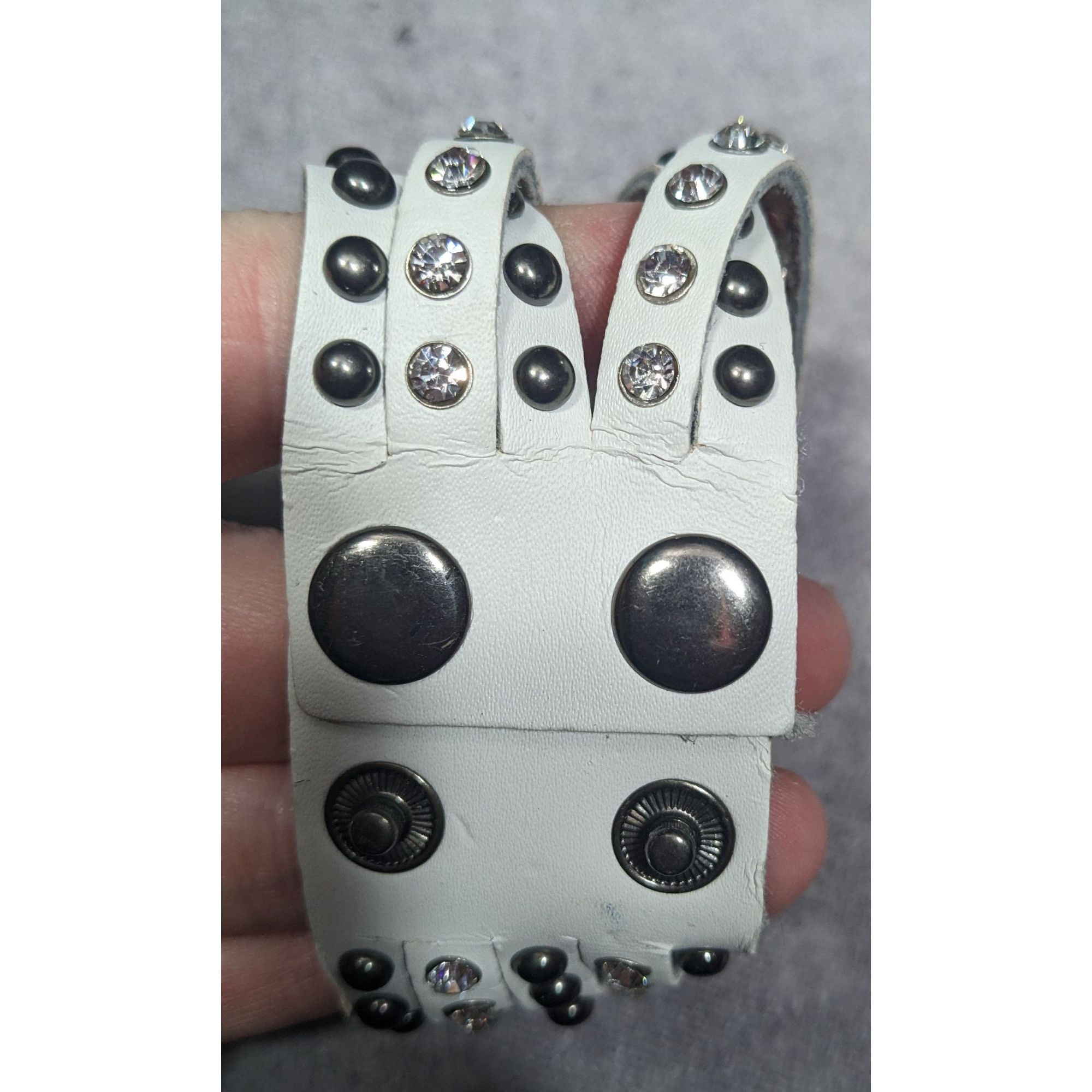Other Alternative Glam Multilayer White Faux Leather Metal Rhinest Size ONE SIZE - 8 Thumbnail
