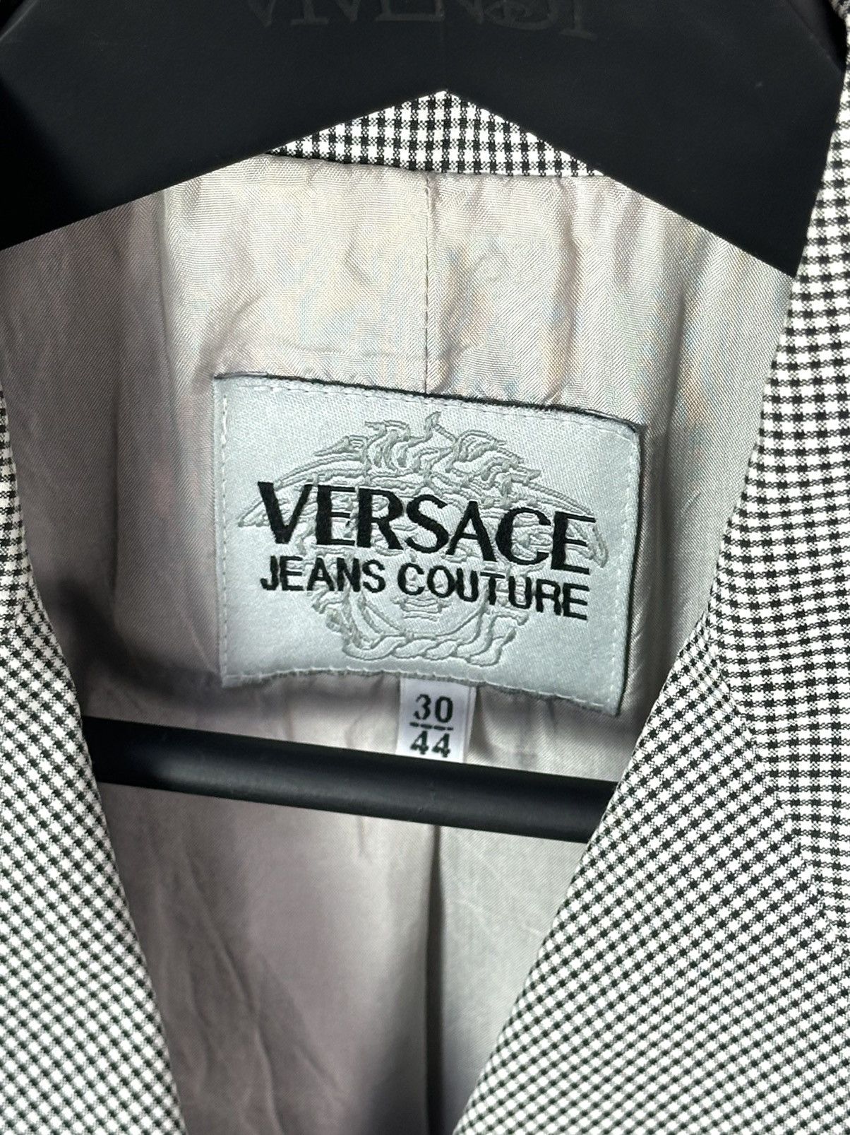 Versace Jeans Couture × Vintage Versace Jeans Couture Vintage Mini Check Print Cotton Blazer Size M / US 6-8 / IT 42-44 - 6 Thumbnail