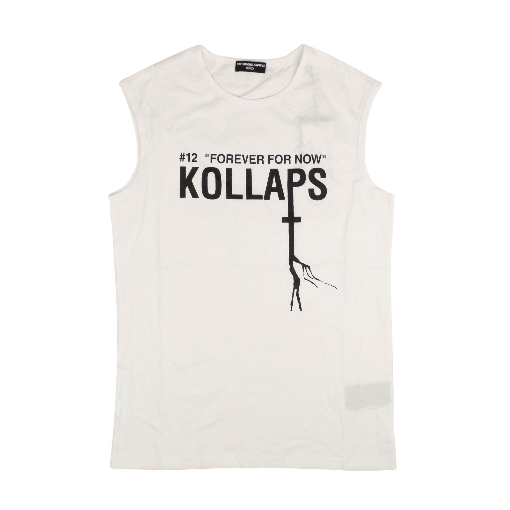 image of Raf Simons White Sleeveless Slim Fit Kollaps Print Tank Top Size L, Men's